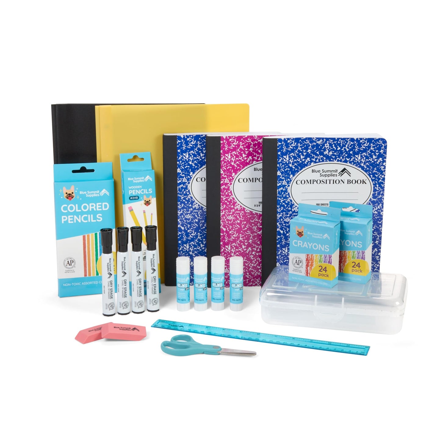 Blue Summit Elementary School Supplies Kit, 2nd Grade School Supplies Set, for Elementary Supply, Bulk 44 Piece Box