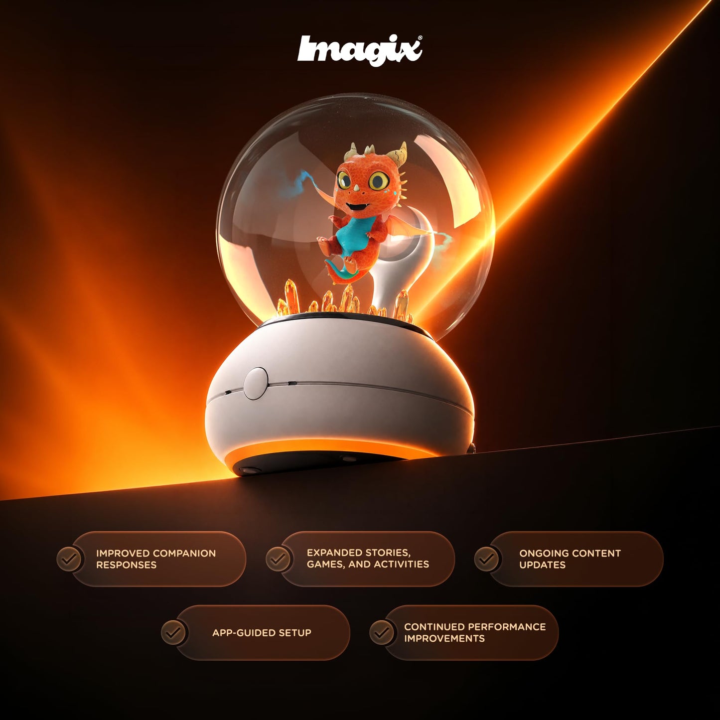 Imagix Crystal Ball – AI-Powered Interactive Hologram Companion for Kids Ages 5+ | Talking 3D Fairy & Dragon Toy with Stories, Games, Learning Help & Voice Interaction