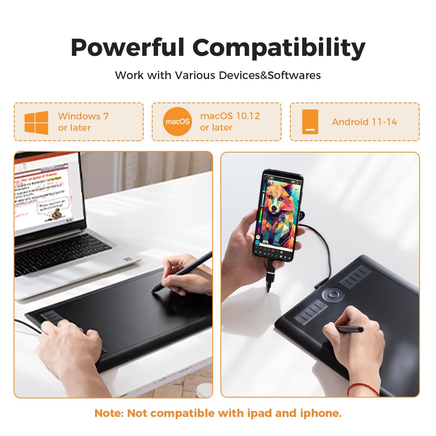 GAOMON M10K Drawing Tablet, 10x6 inch Large Graphics Tablet with Touch Ring, 8192 Levels Battery-Free Stylus, 10 Hot Keys, Art Tablet for Design, Writing, Editing, Work with Mac, Windows, Android
