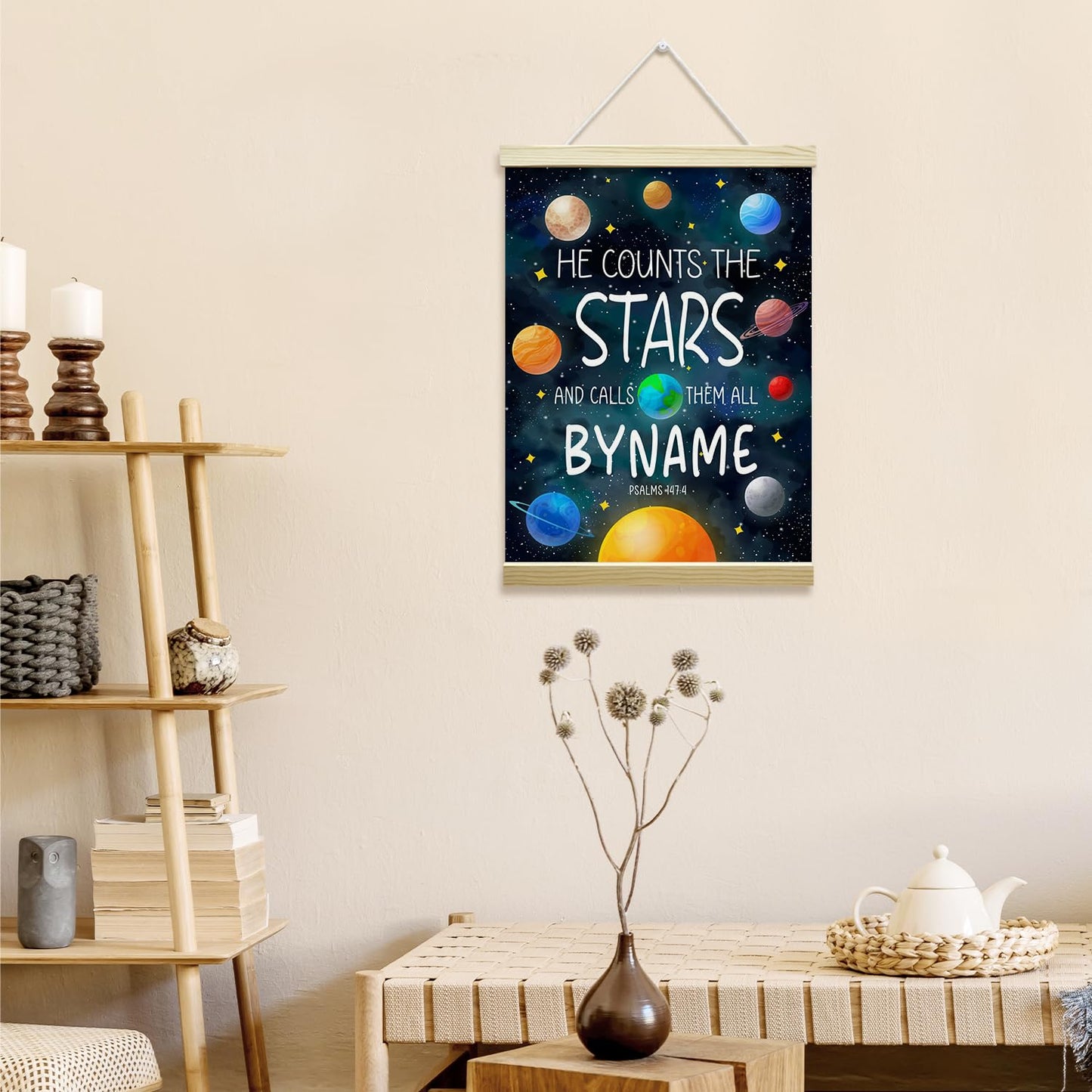 Nopoben Outer Space Poster Hanger Frame, Solar System Canvas Wall Art, Planets Wall Decoration for Kids, Nursery Classroom Kids Room Playroom Preschool Decor(12x16 Inches)-03