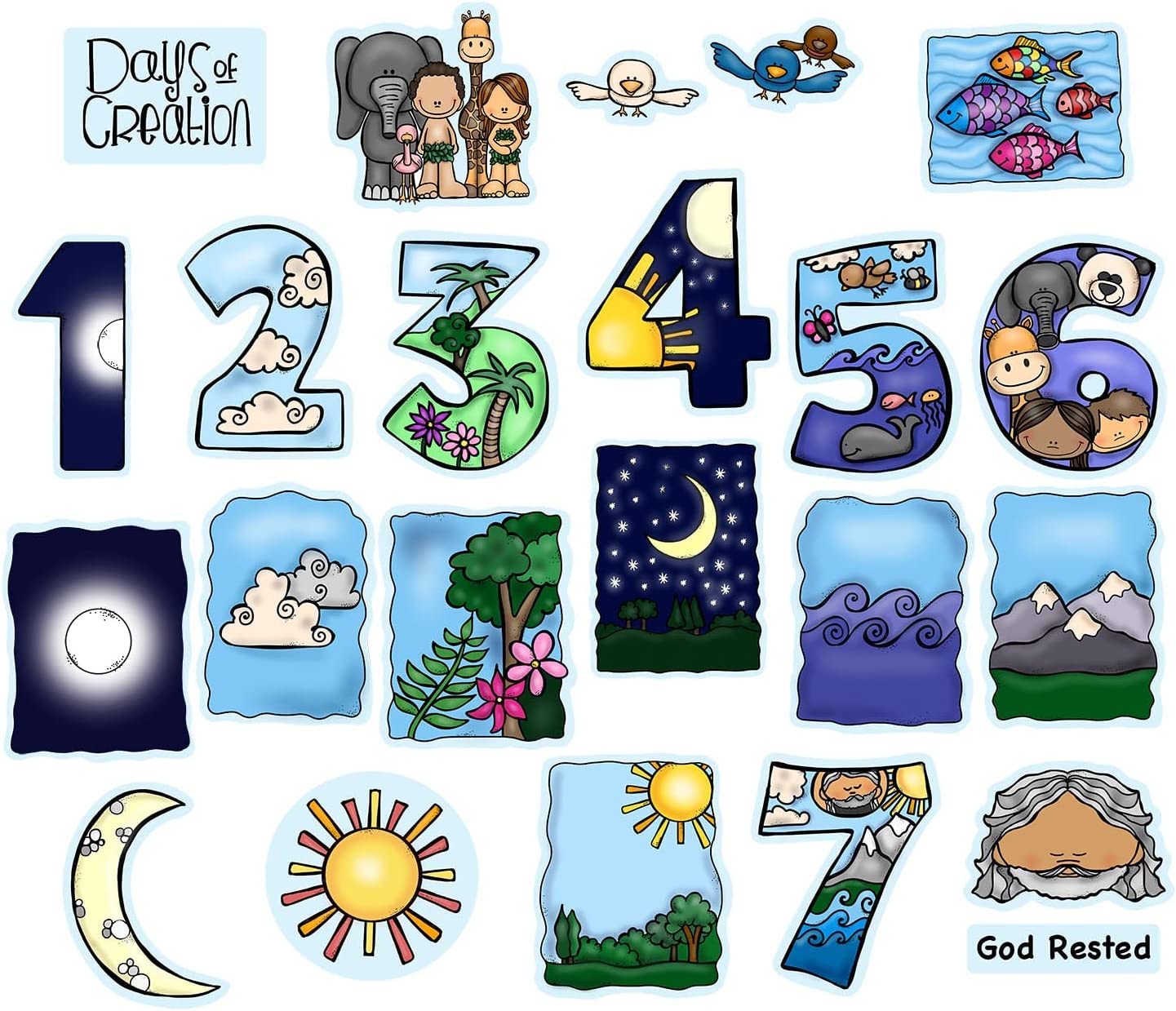 Days of Creation 23 PRECUT Felt Figures Bible Felt/Flannel Board Stories Story Plus Lesson Guide & Activity Coloring Pages