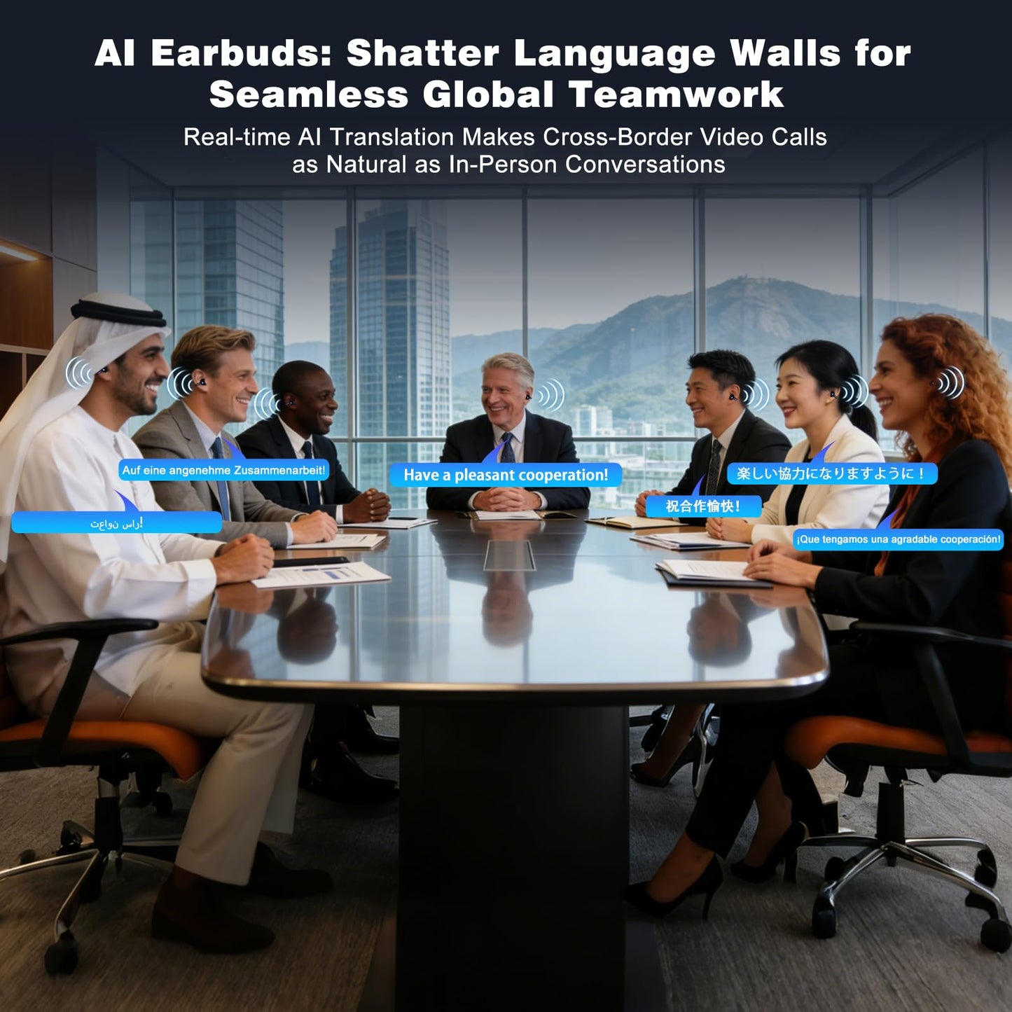 poodays AI Translation Earbuds Real Time, 164 Languages Translator Earbuds, Wireless Translating Ear Buds, Bluetooth Headphones for Travel Business Meeting Learning (Black)