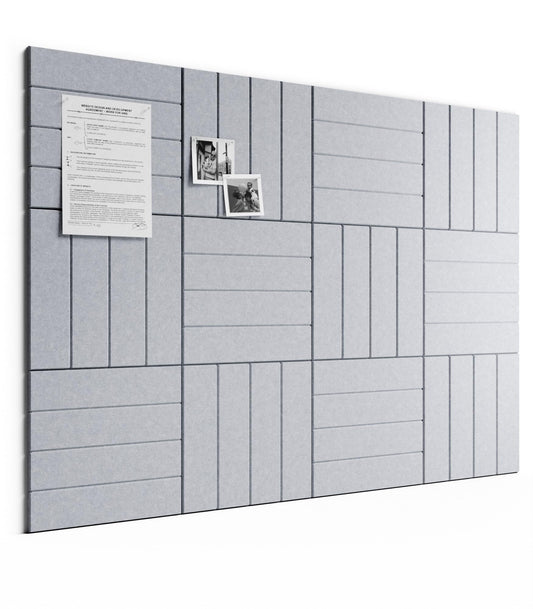 Bumusty Large Cork Board Alternative-48 x 36" Felt Bulletin Board Tiles, with 30 Pushpins, 70 Adhesive Tabs, Bold-Stripe 12-Pack, Cork Boards for Office Push Pin Board Felt Board-Soft Gray
