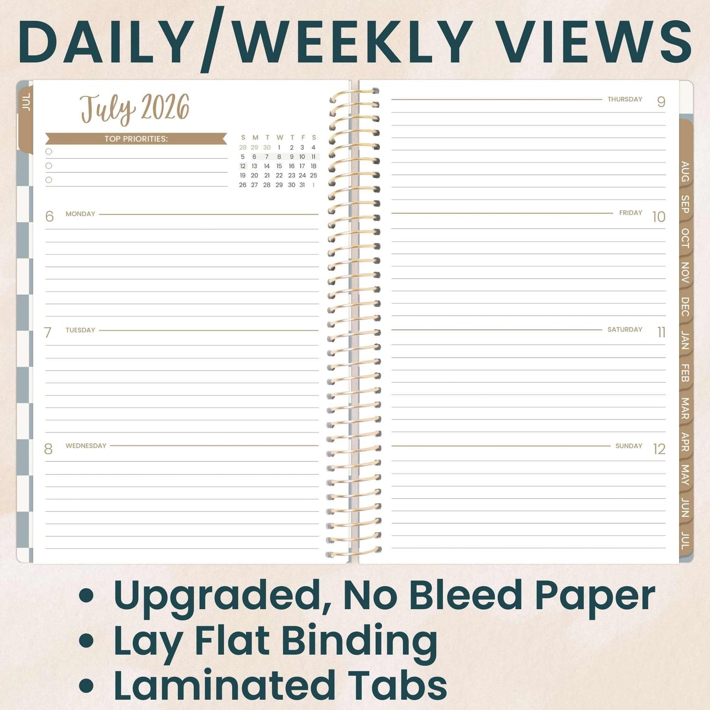 bloom daily planners 2026-2027 Planner - Academic Year (July 2026 - July 2027) Monthly & Weekly Soft Cover Planner for Women - 13 Month Calendar Agenda Book with Stickers - 5.5" x 8.25" - Checkered