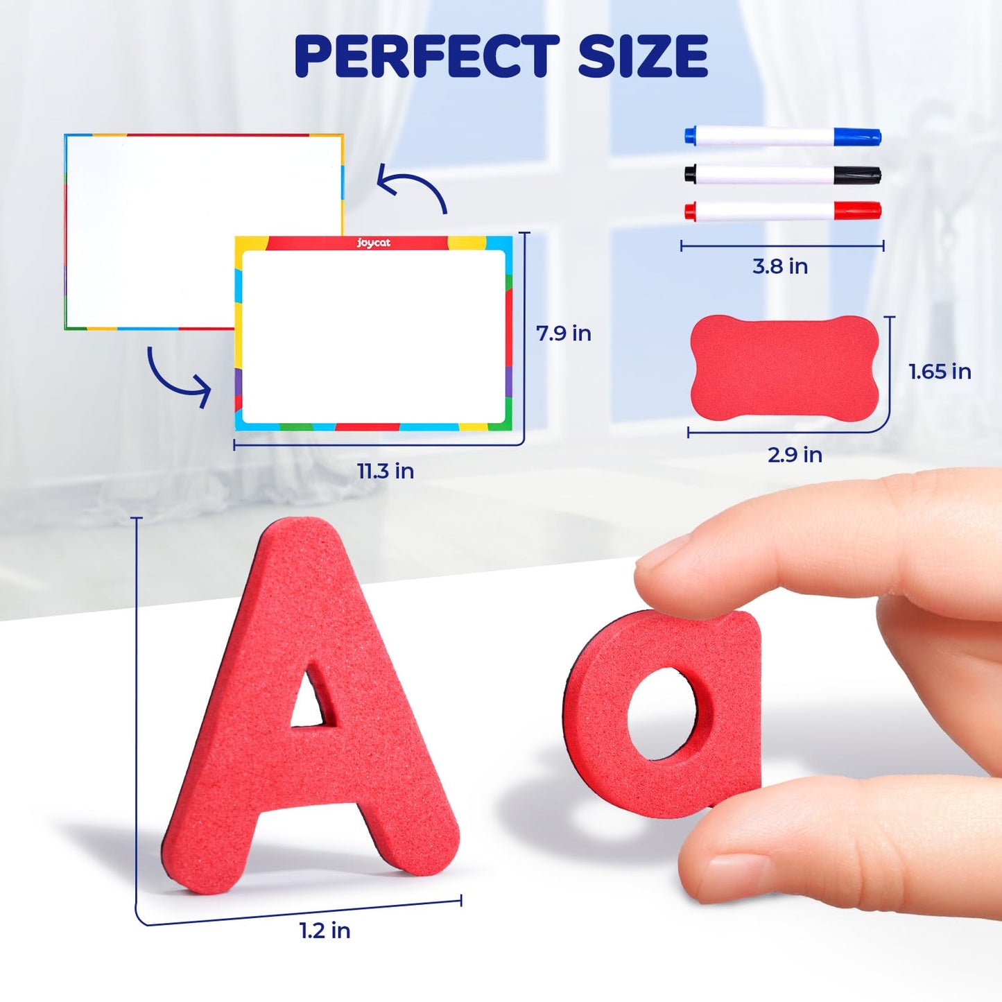 JoyCat Classroom Magnetic Letters Kit 238 Pcs with Double-Side Magnet Board - Foam Fridge Alphabet Letters for Kids Spelling and Learning