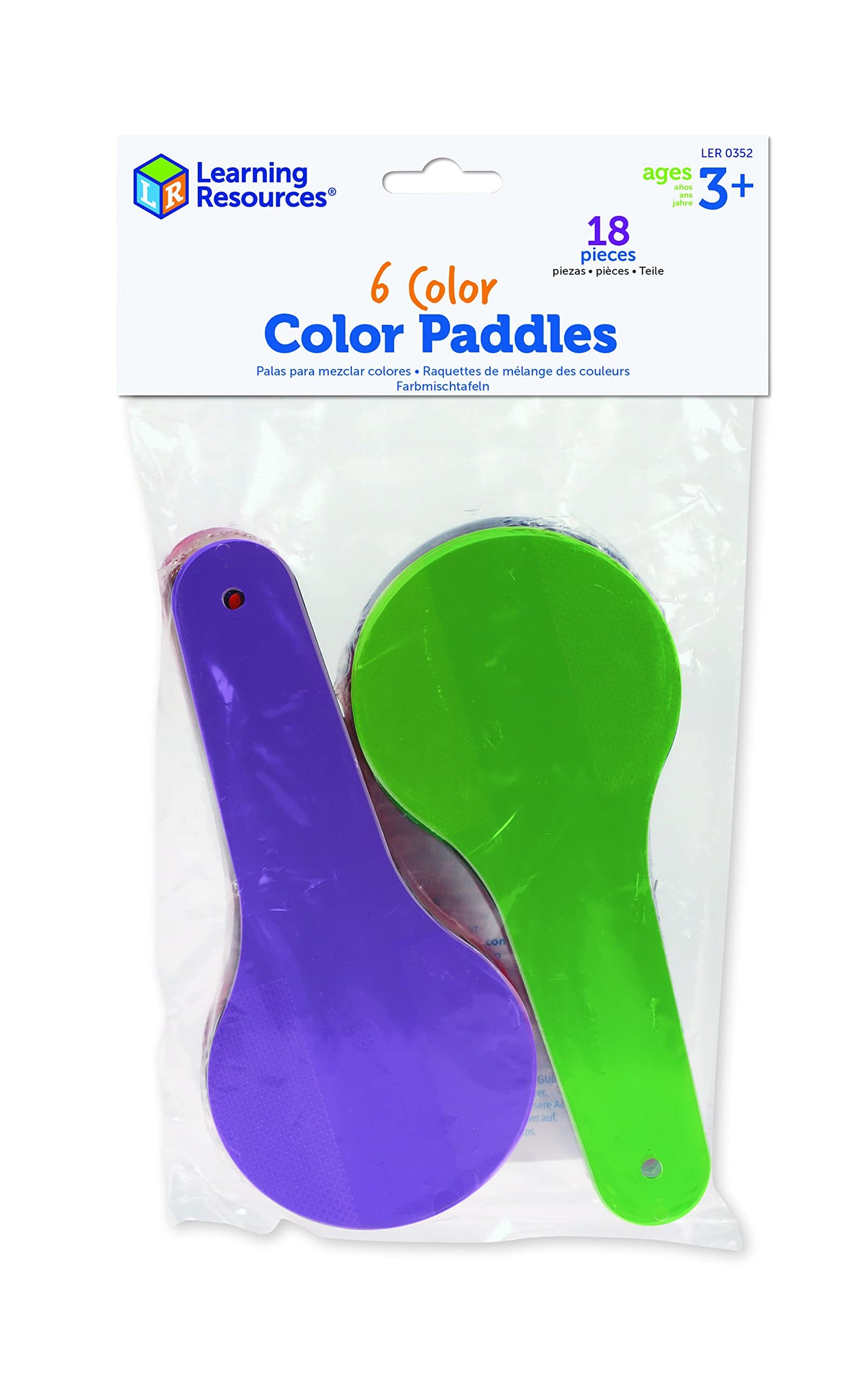 Learning Resources Color Paddles - Set of 18 Paddles, Grades PreK/Ages 3+ Preschool Science for Kids, Classroom Supplies