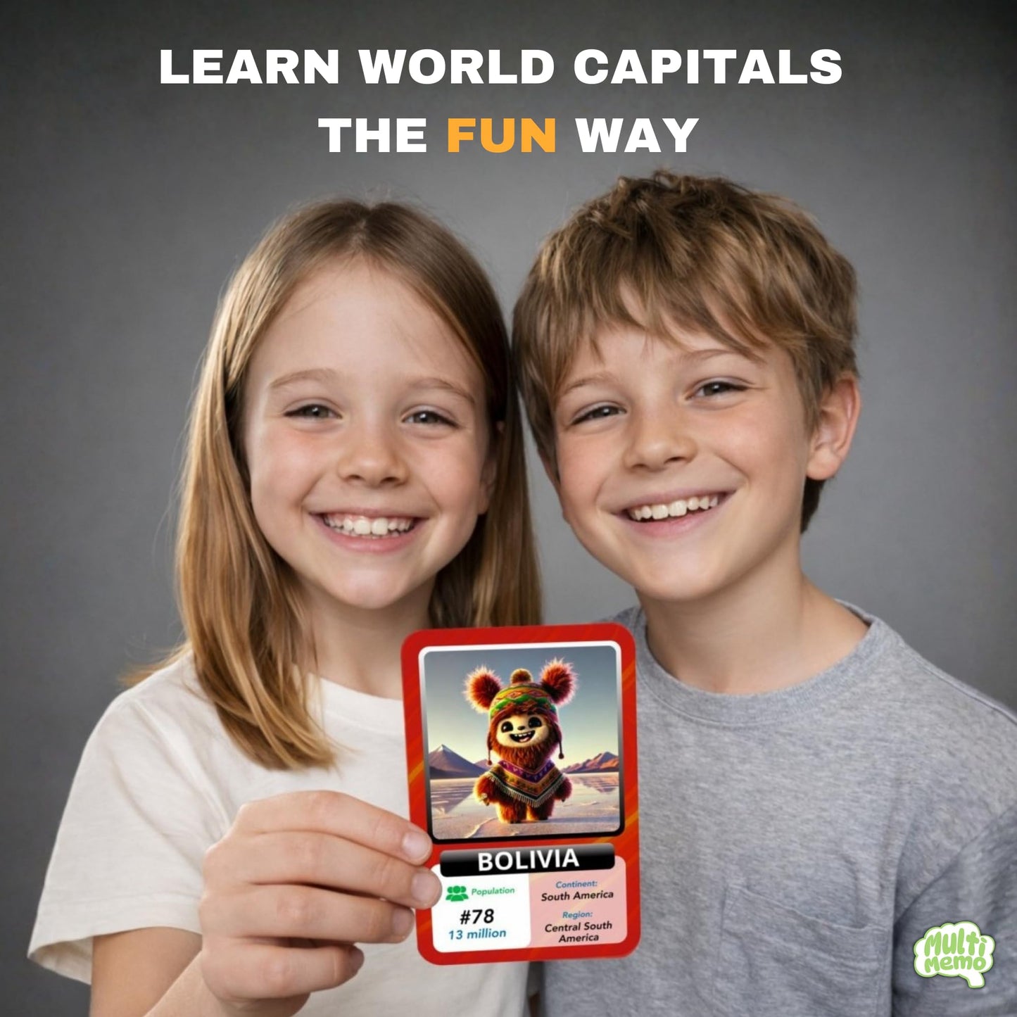 Countries, Capitals & Flags Flash Cards – Geography Learning Game for Kids – Educational Card Set for Classroom, Homeschool & ESL – World Facts, Memory Game – Ages 6+