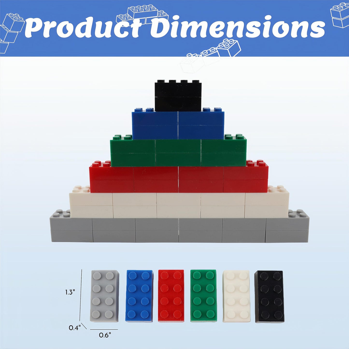 PUZSNAP 2×4 Building Blocks, 205 Pieces in 6 Colors, Essential Parts for Creative Play, Compatible with Major Bricks for Expansion