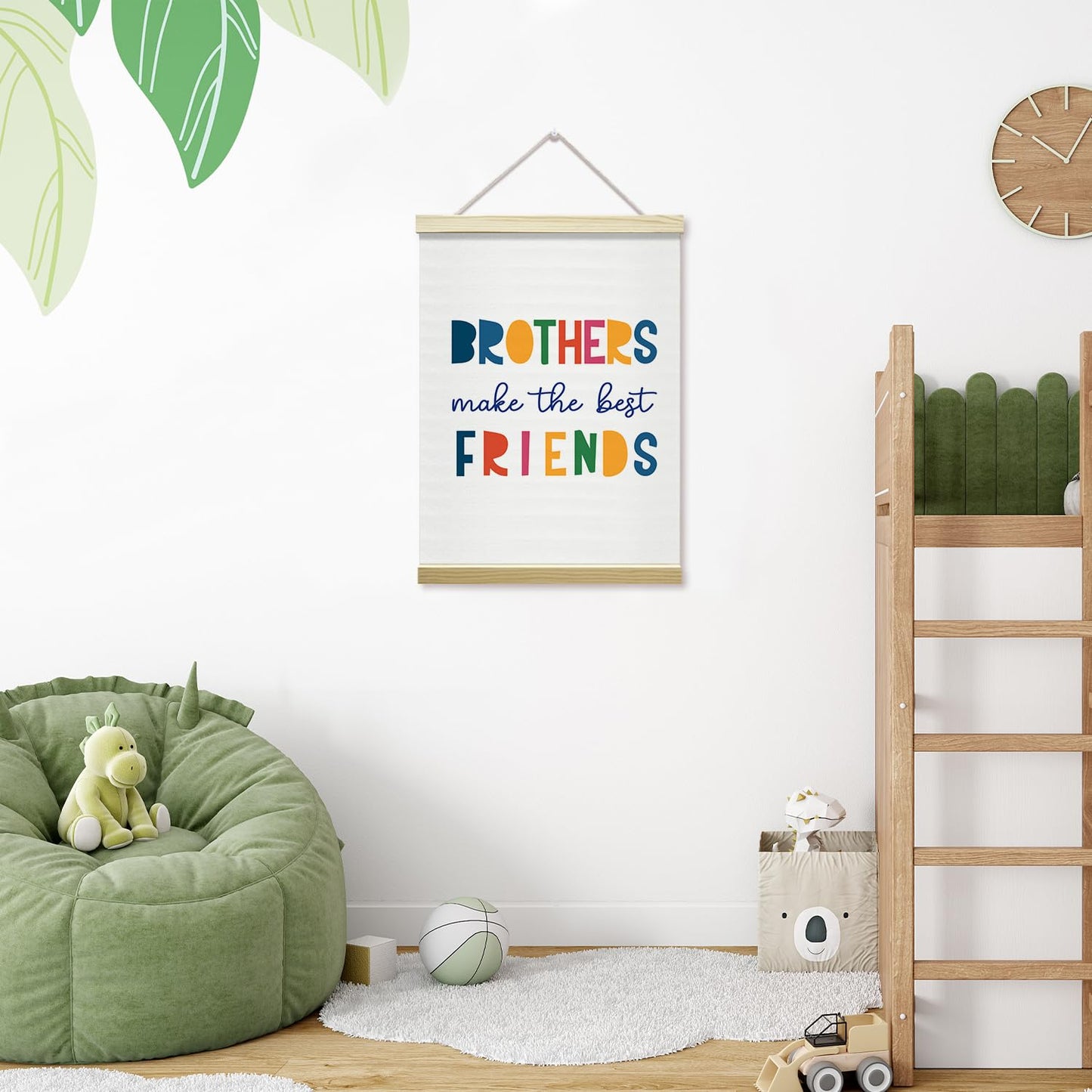 mermermu Brothers Make The Best Friends Poster Hanger Frame, Canvas Posters Wall Art for Toddlers Boys Room Bedroom Playroom Nursery Decor, 12x16 Inches -014