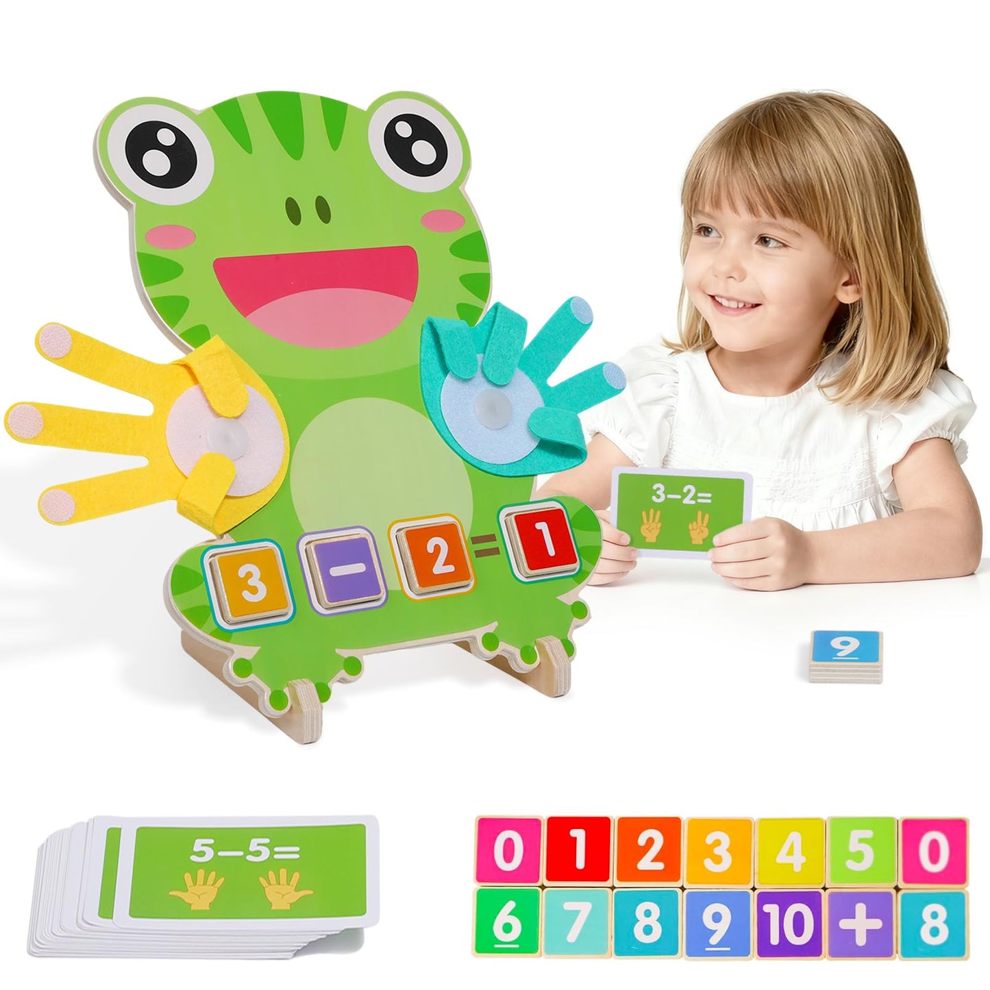 Quliwise Math Manipulatives Number Counting Blocks-Educational Toys for Kids, Preschool Learning Toys for Toddlers 3-5, Montessori Toys for 3-5 Year Old Boys Girls Birthday Gifts (Large Frog Model)