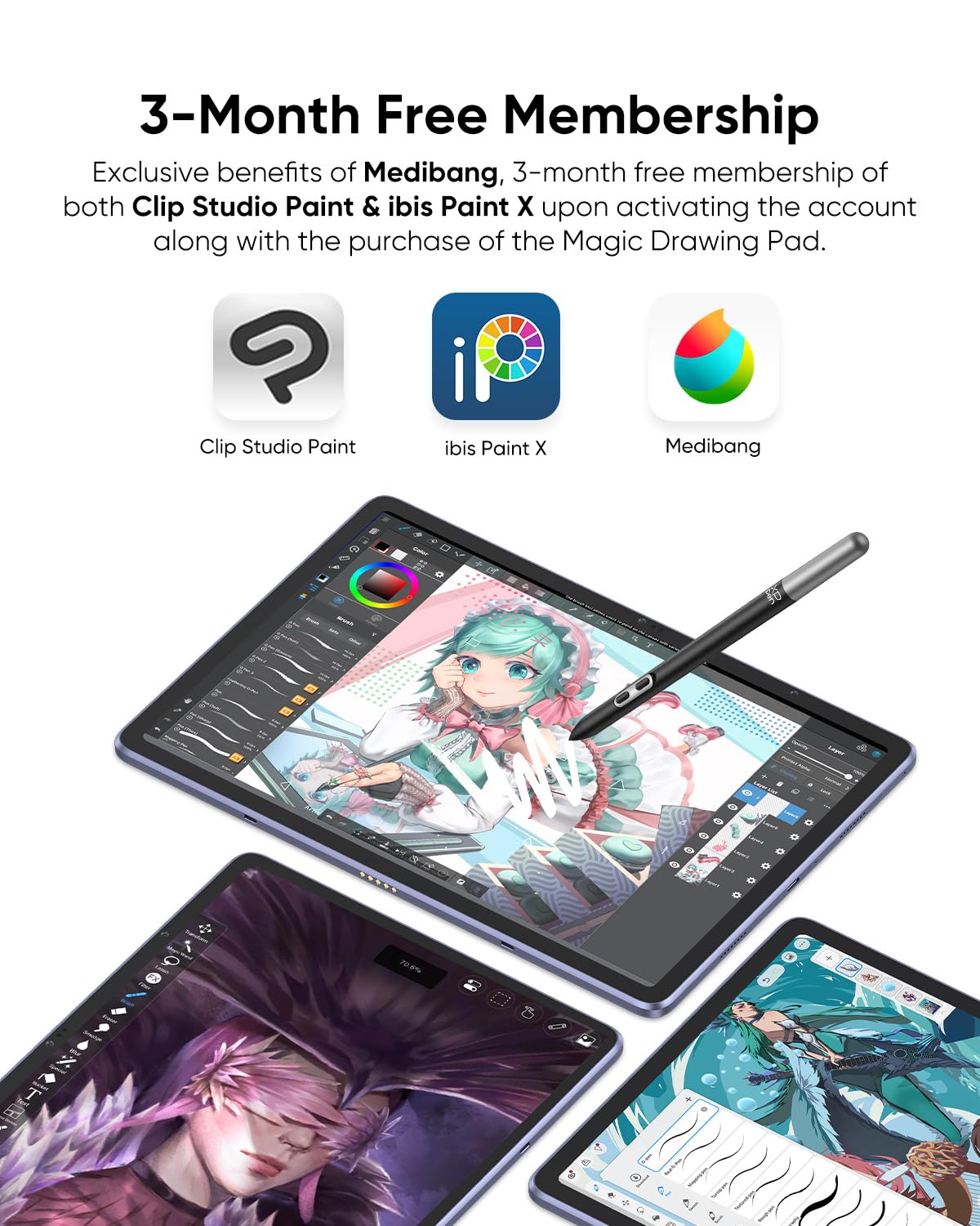 XPPen Standalone Drawing Tablet No Computer Needed Magic Drawing Pad with 16384 Pressure Levels X3 Pro Slim Pencil 12.2-inch Digital Art Tablet with Paper-Like Screen, 8GB + 256GB Portable for Artists