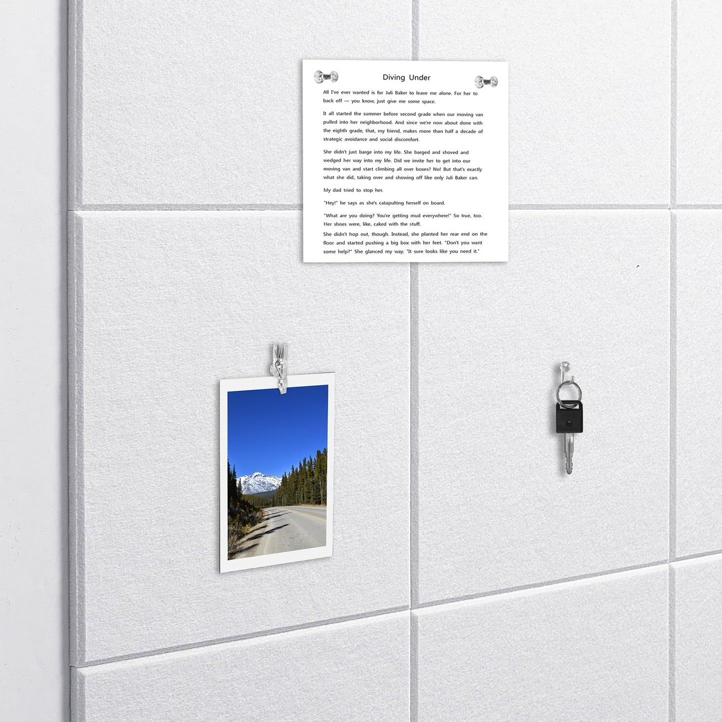 G Gamit Felt Wall Tiles Bulletin Board Large Cork Board Alternative 6 Pack 11.81”x11.81”x0.47” Felt Pin Board Tack Board with Safe Removable Adhesive Tabs for Home Office School 36x24 (White)