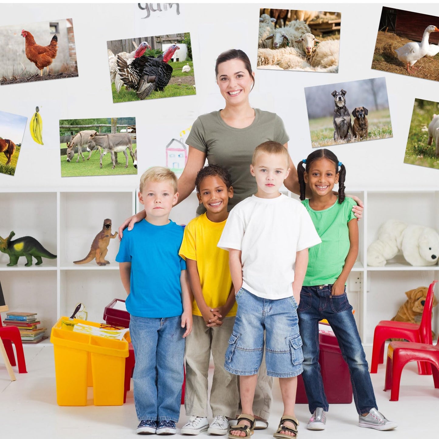 Motiskyy 12 Pcs Diversity Posters for Classroom Preschool Educational Learning Real Pictures for Daycare Home Multicultural Awareness(Farm Style)