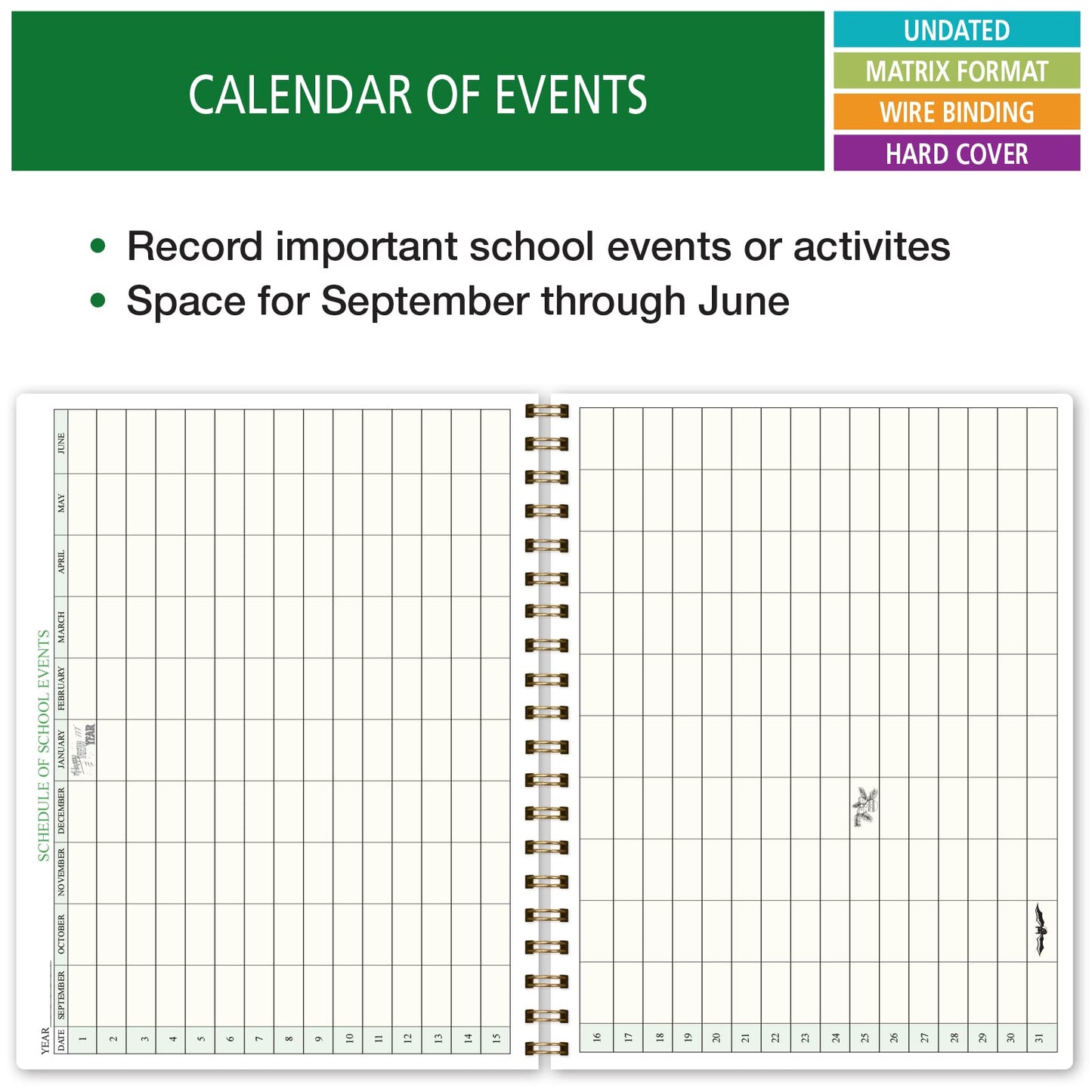 Elan Publishing Company HARDCOVER Combination Plan and Record Book: One efficient 8.5" x 11" Book for Lesson Plans and Grades Combines W101 and R1010 with Bonus Clip-in Bookmark (Teal Floral)