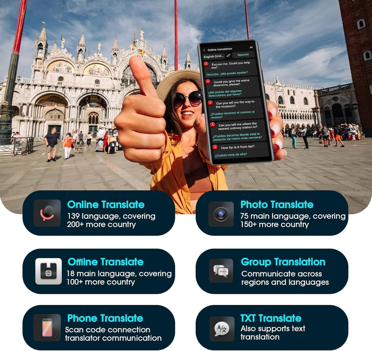 2025 Language Translator Device: Offline/Real-Time/High-Accuracy Device with 139+ Languages, Voice/Text/Offline/Photo/AI Instant Two-Way Translation, Ideal for Travel/Business/Learning