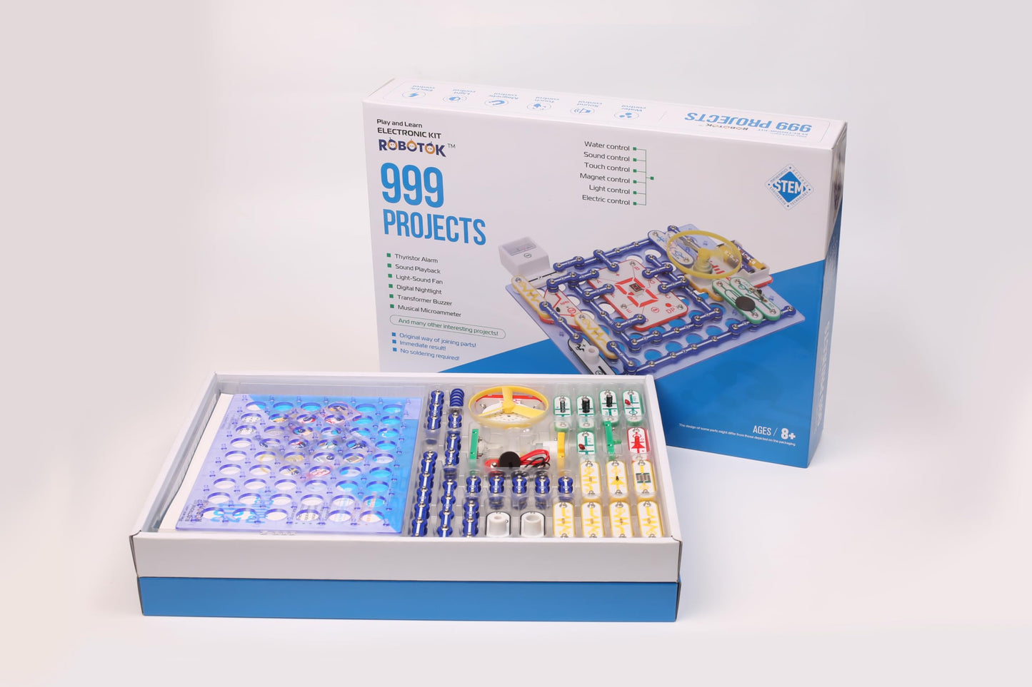 School & Family STEM Educational Toy Gift for Boys & Girls, Over 999 Projects, Physics Science Experiment Circuit Kit for Kids Ages 8+, Electronics Exploration Kit (Mixed Color, 999)