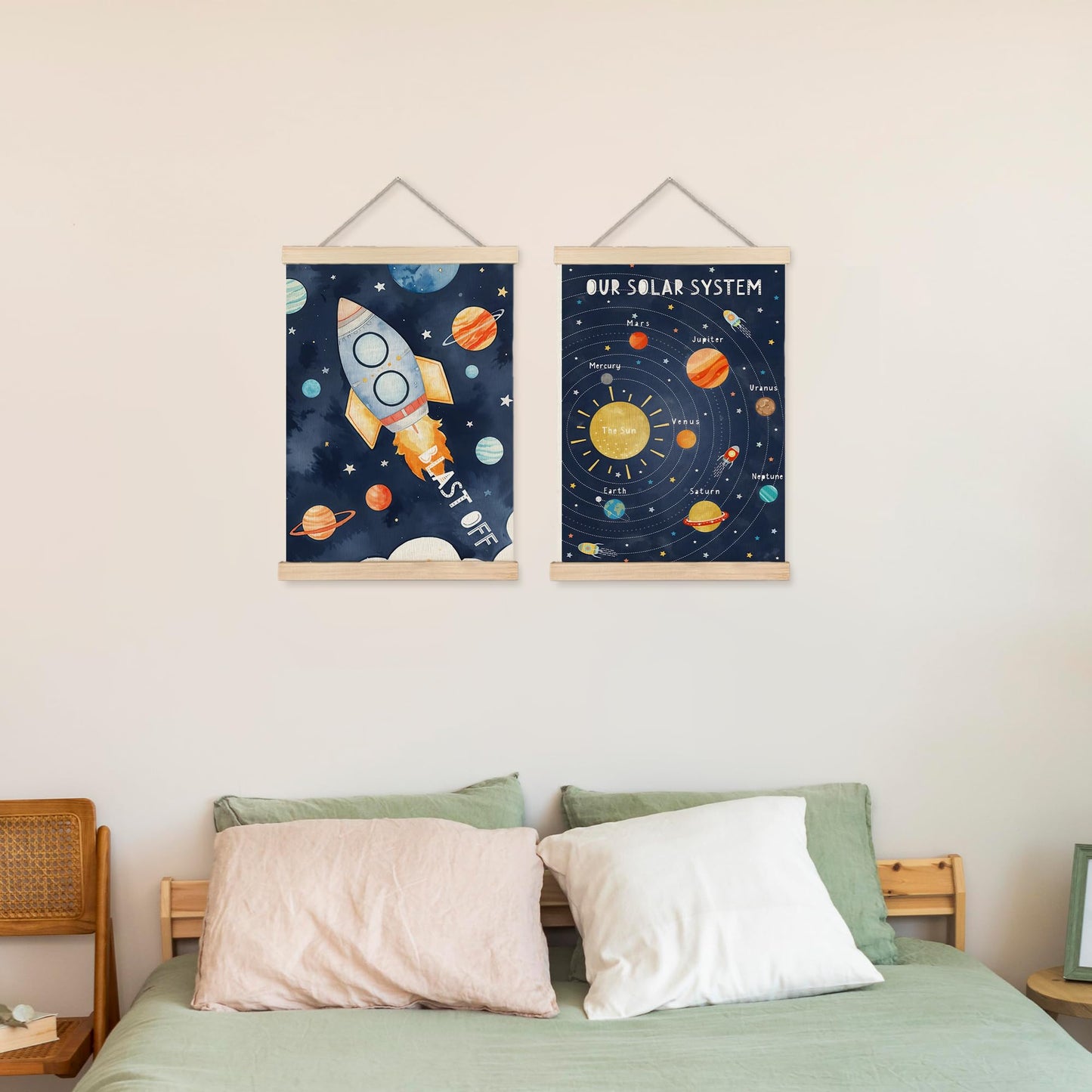 URLLUAE Solar System Poster Hanger Frame, Outer Space Room Decor, Solar System for Kids, 12x16 Inches Set of 2