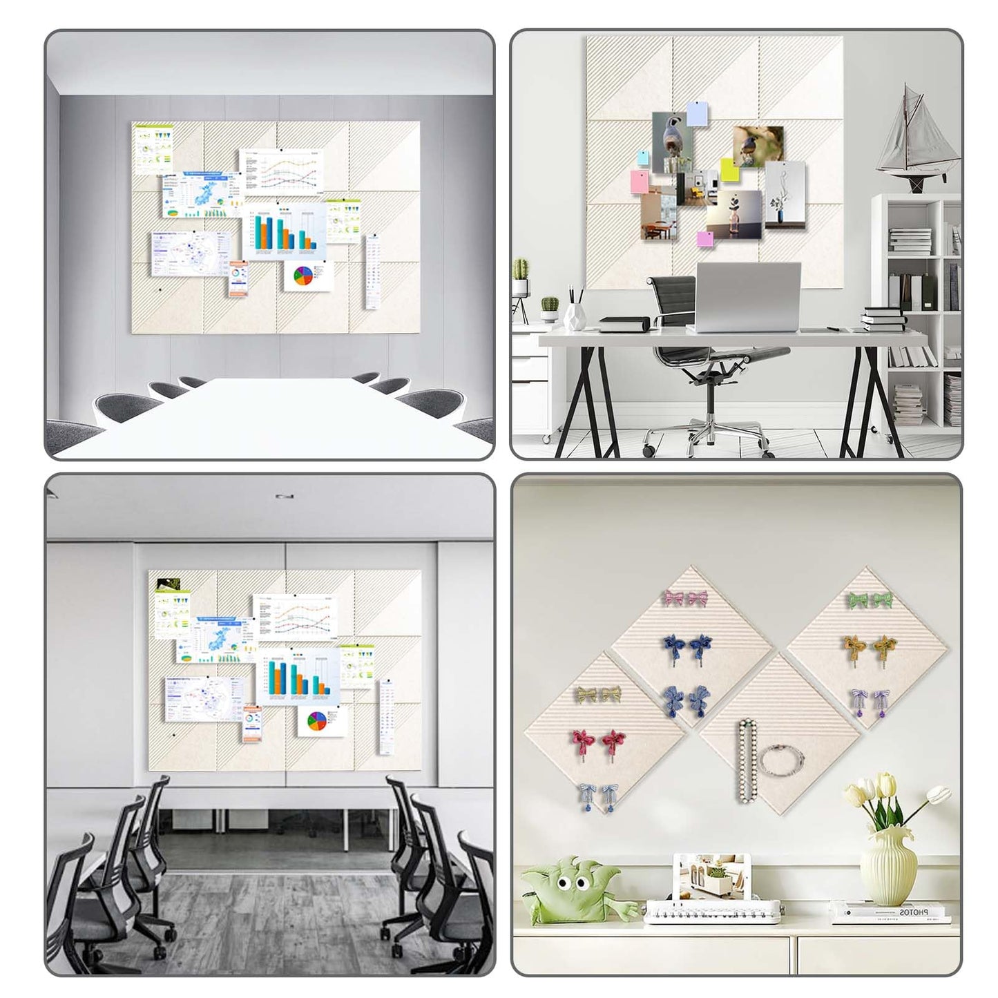Large Cork Board for Walls 48"x 36", 12 Pack Felt Wall Tiles with Safe Removable Adhesive Tabs, Cork Board for Office,Pinboard Bulletin Board - Oatmeal