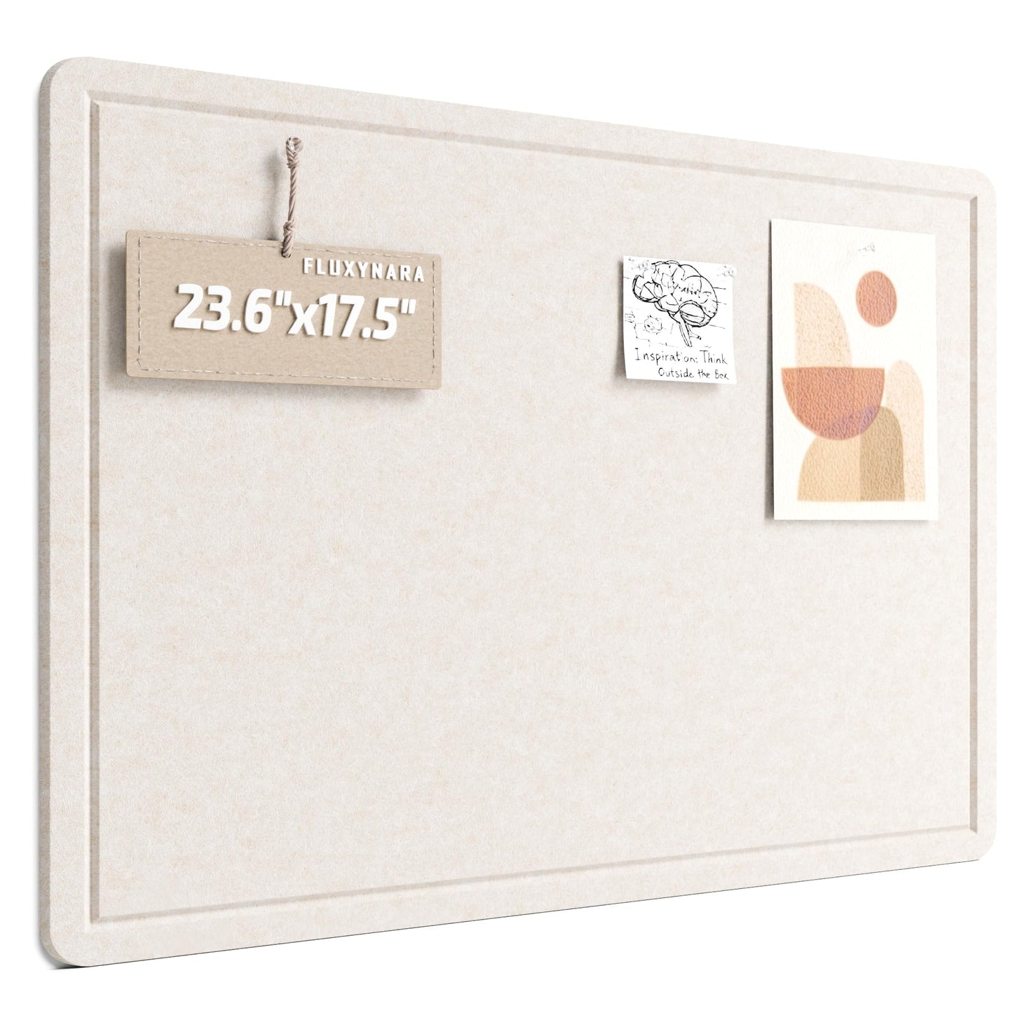 Fluxynara Bulletin Board, 23.6" x 17.5" Cork Board Alternative with 12 Safe Removable Adhesive Tabs, Foldable Felt Pin Board for Home Office, Classroom, Bedroom,Entryway for Walls—Oatmeal