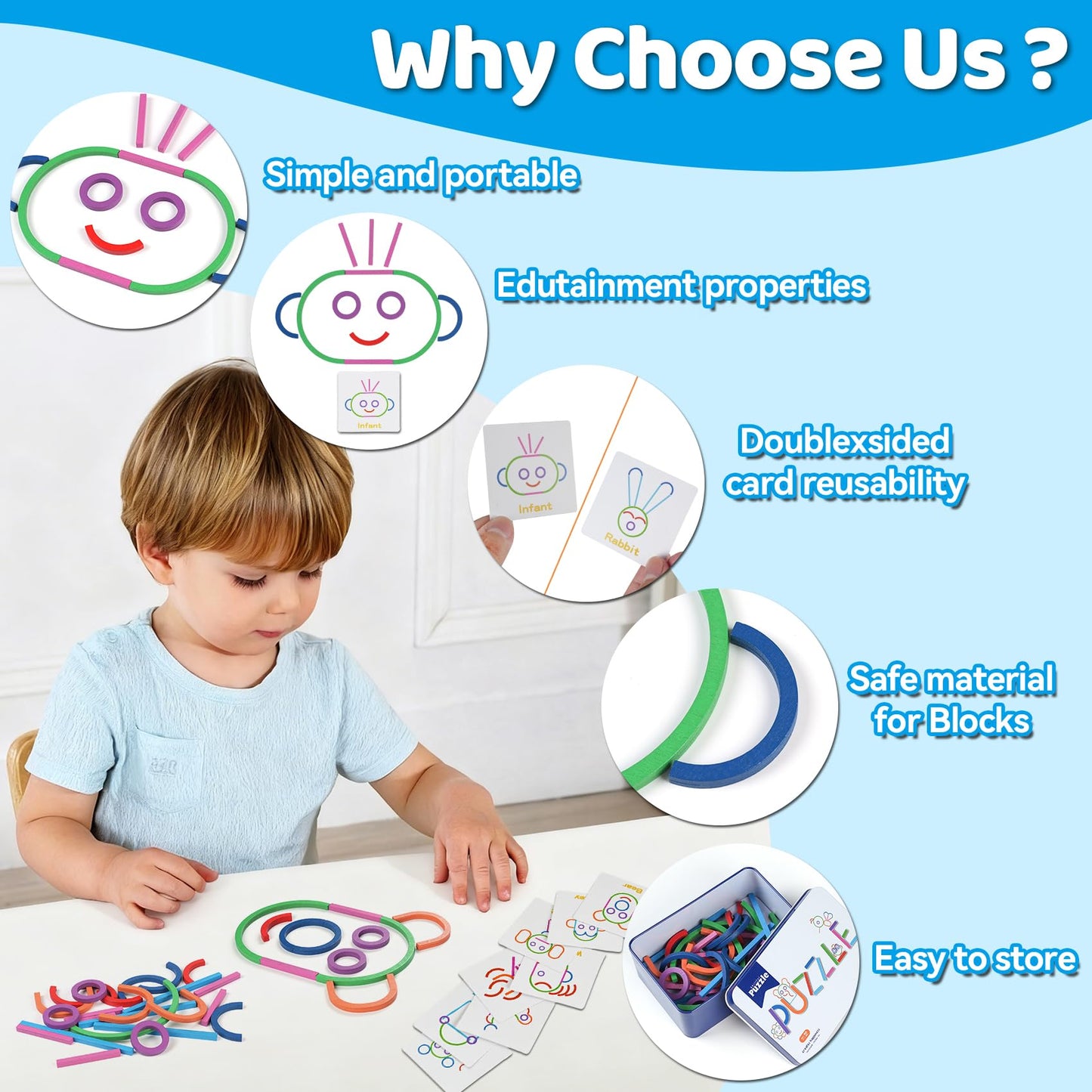 STEM Montessori Puzzle Toy for Toddlers – Creative Shape Matching & Ring Stacking Set, Hands-On Learning Educational Game for Fine Motor Skills, Preschool Classroom Essentials Ages 3-6
