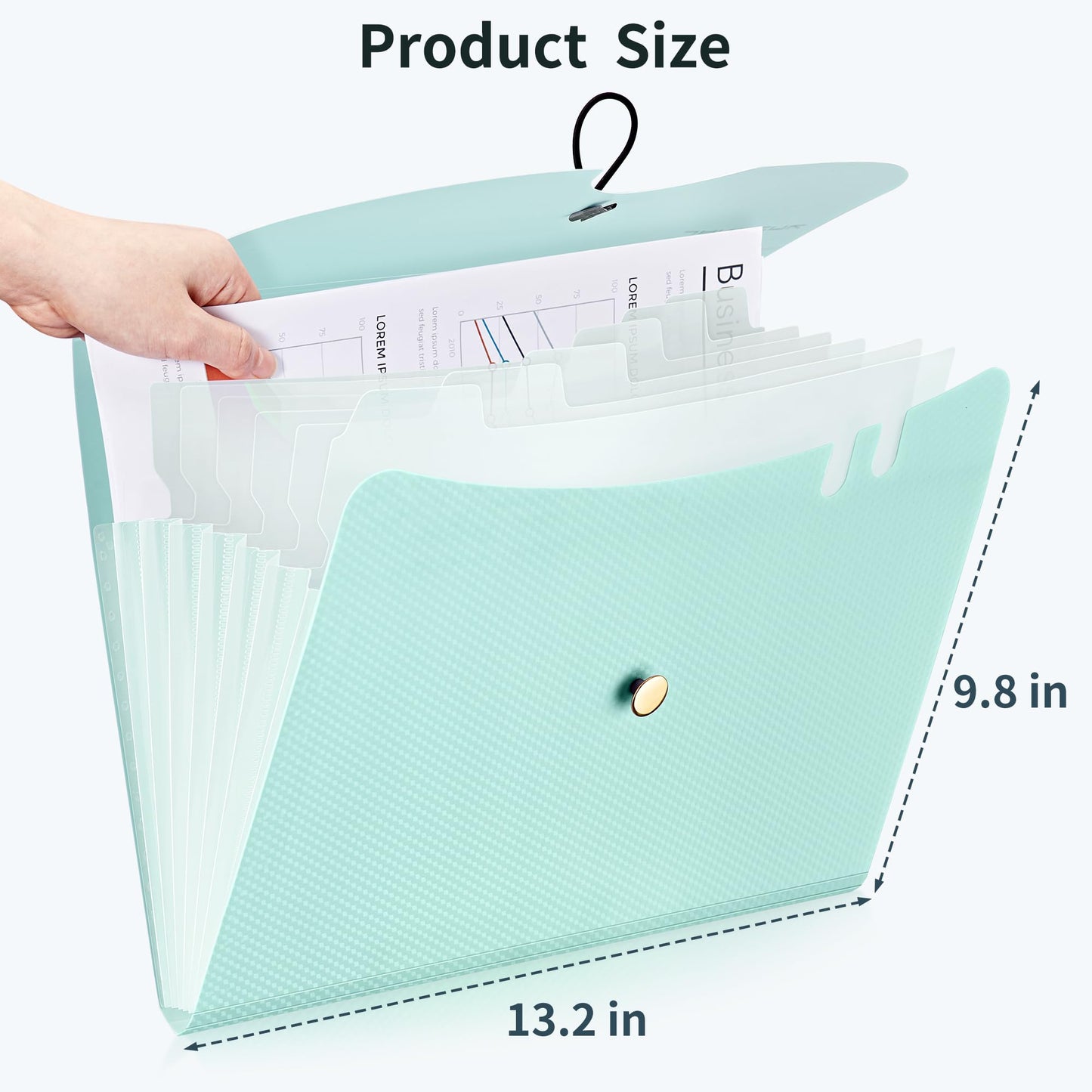 JARLINK 7 Pockets Expanding File Folder, A4 Accordion File Folders with 12 Labels, Cute Paper Organizer, Portable Document Organizer for College School Office Supplies, Macaron Blue & Macaron Green