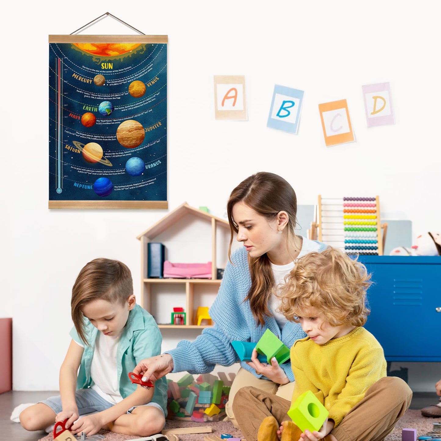 ZTGDA Solar System Poster Wall Art Set of 1, Planets Wall Decor, Space Classroom Decor, Outer Space Planets Poster for Boys and Girls Nursery, Bedroom, Playroom, Toddler and Kids Room(Solar system)