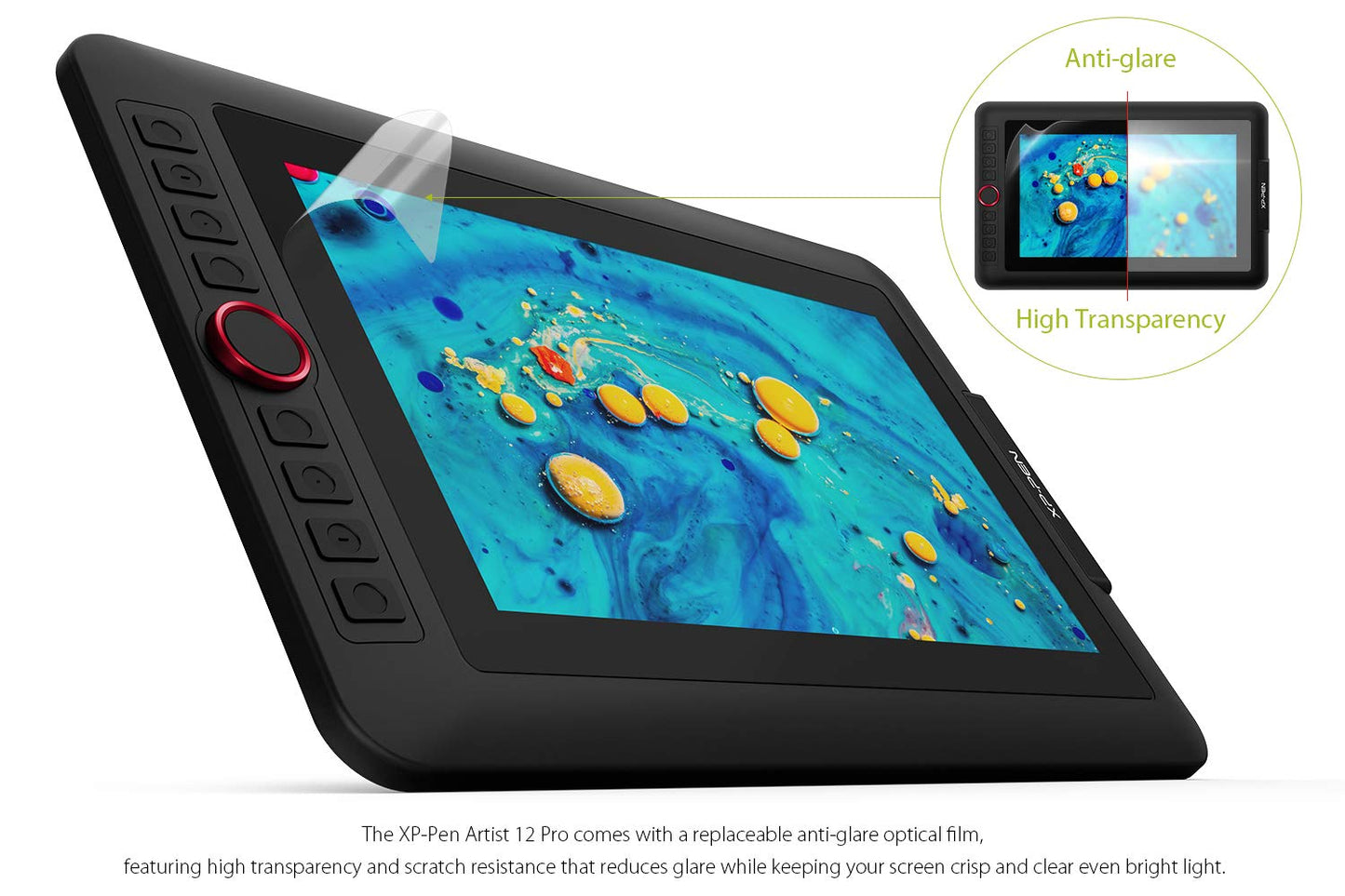 XPPen Artist12 Pro 11.6" Drawing Tablet with Screen Pen Display Full-Laminated Graphics Tablet with Tilt Function Battery-Free Stylus and 8 Shortcut Keys(8192 Levels Pen Pressure and 72% NTSC)