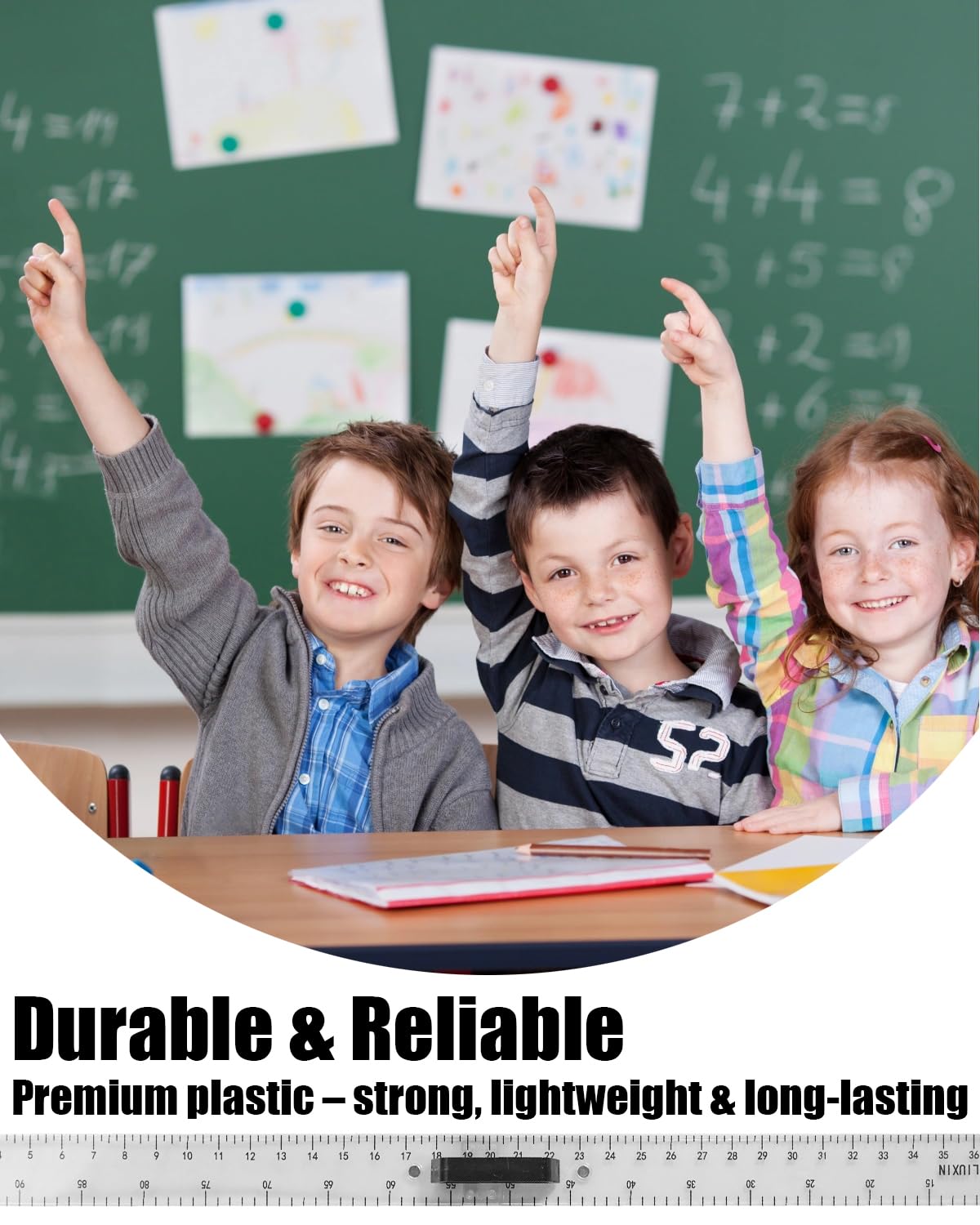39in Clear Plastic Meter Stick with Handle, Detachable Sectional Teacher Ruler, Transparent Classroom Measuring Stick for Math Science Whiteboard Chalkboard