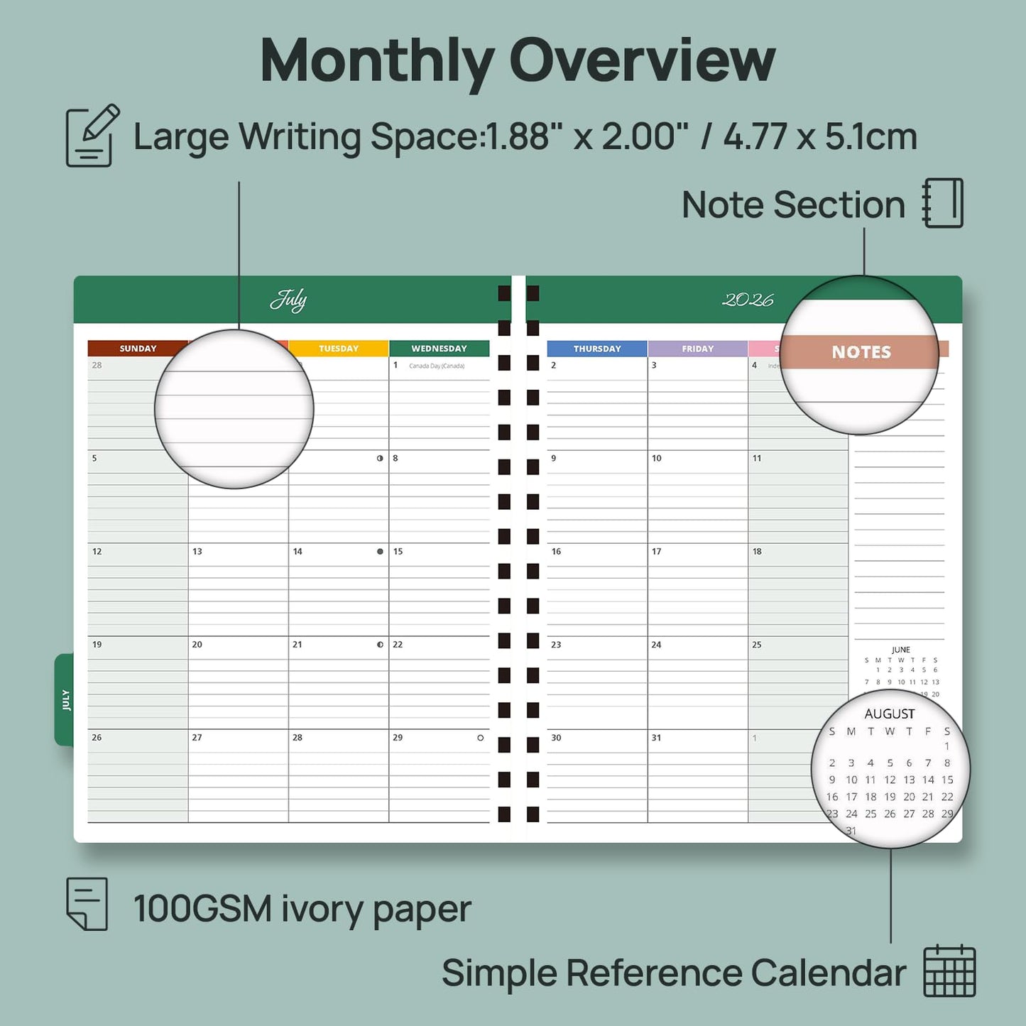 POPRUN Teacher Planner 2026-2027, 8.5" x 11", Academic Lesson Plan Book for Teachers (July 26-June 27) Weekly and Monthly with Gradebook, 2-Sided Pocket, Flexible PP Cover for Classroom, Light Pink