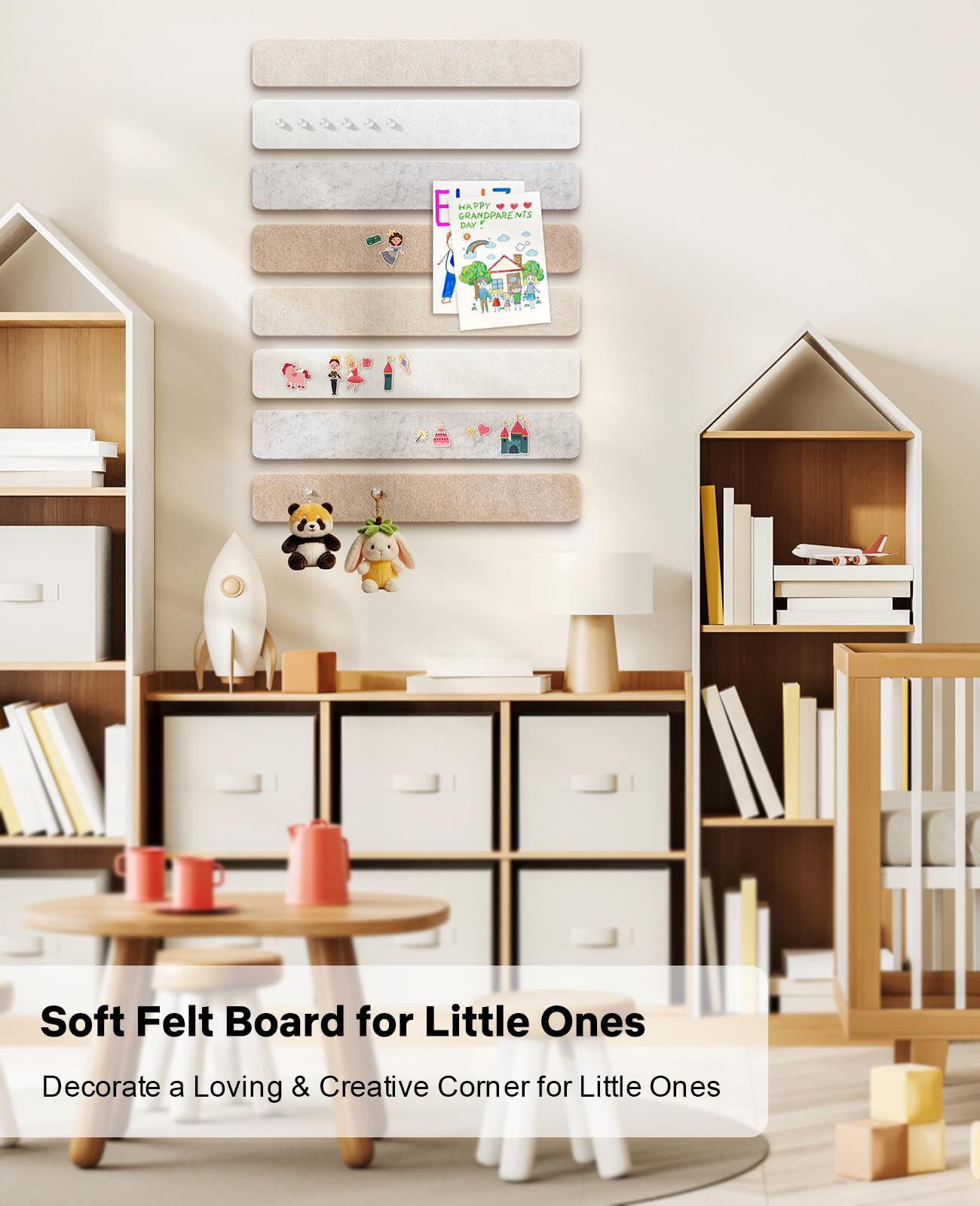Small Cork Bulletin Board Tiles, Felt Wall Decor and Office Desk Accessories for Vision, Message Center, Picture and Prayer Board, Dorm, Room, Home Office Essentials and Organization(Stone Beige)