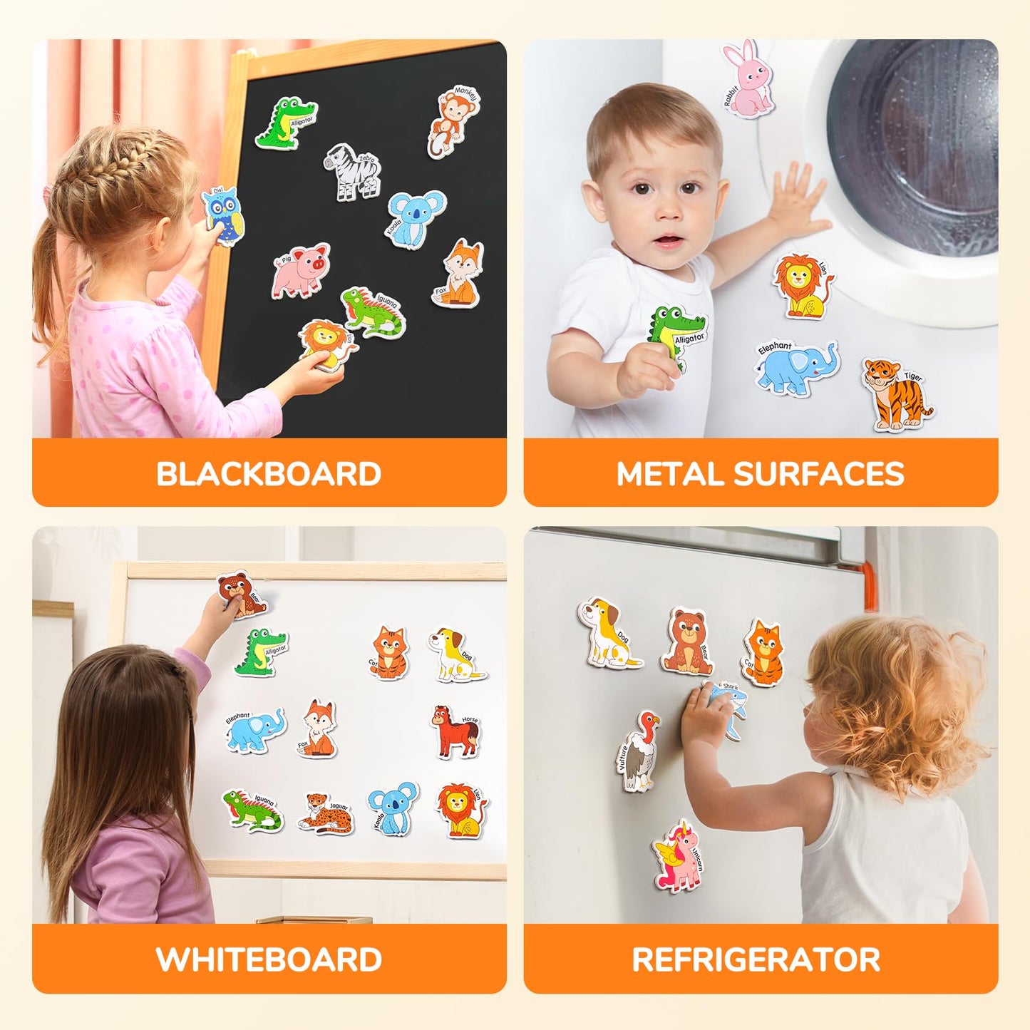 JoyCat Wooden Magnets for Kids – 26 Cute A-Z Animals Fridge Magnets for Toddlers, Large Magnetic Animal Refrigerator Toys, Fun Educational Learning Gifts for Toddlers 2 3 4 5 Years Old