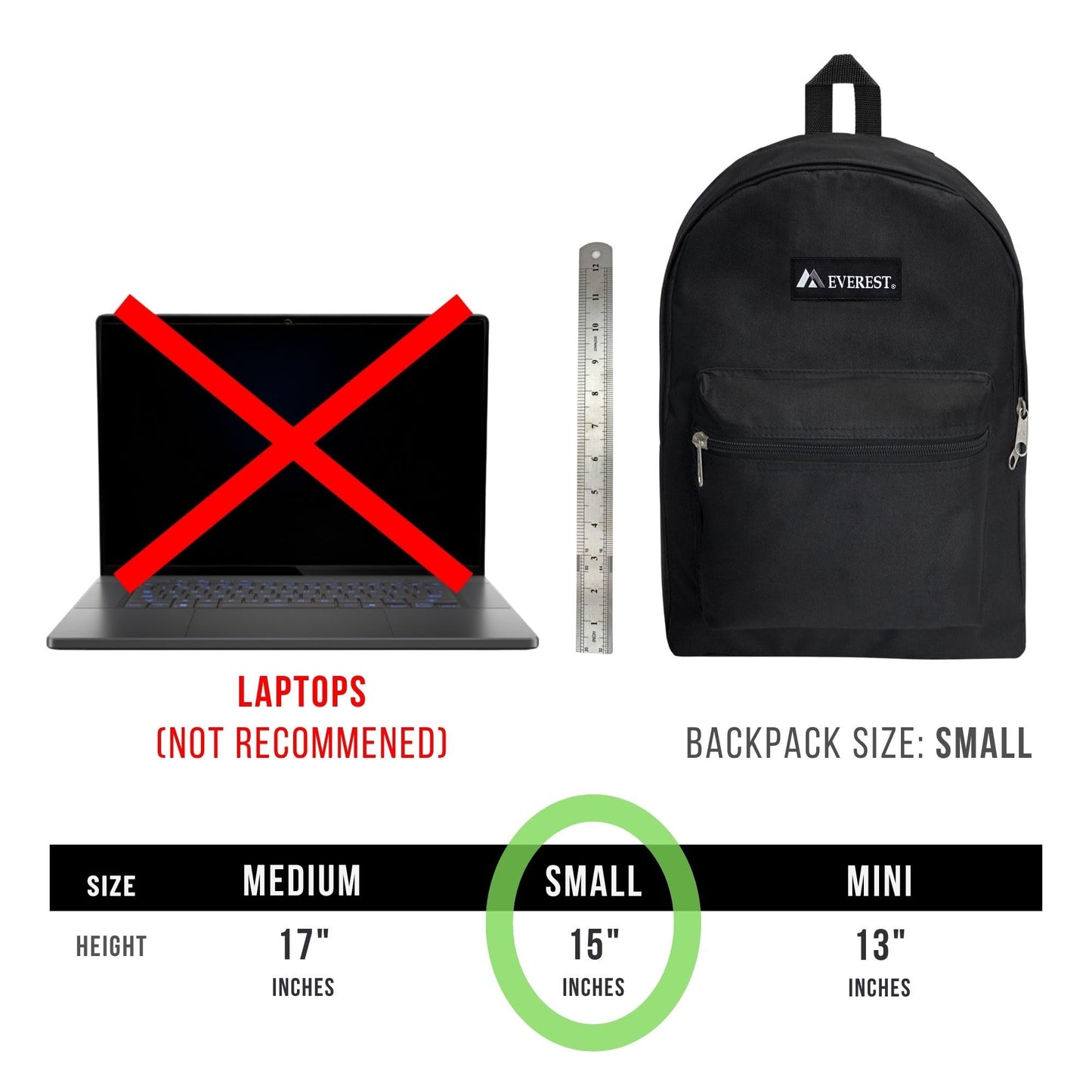 Everest Luggage Basic Backpack, Red, Medium