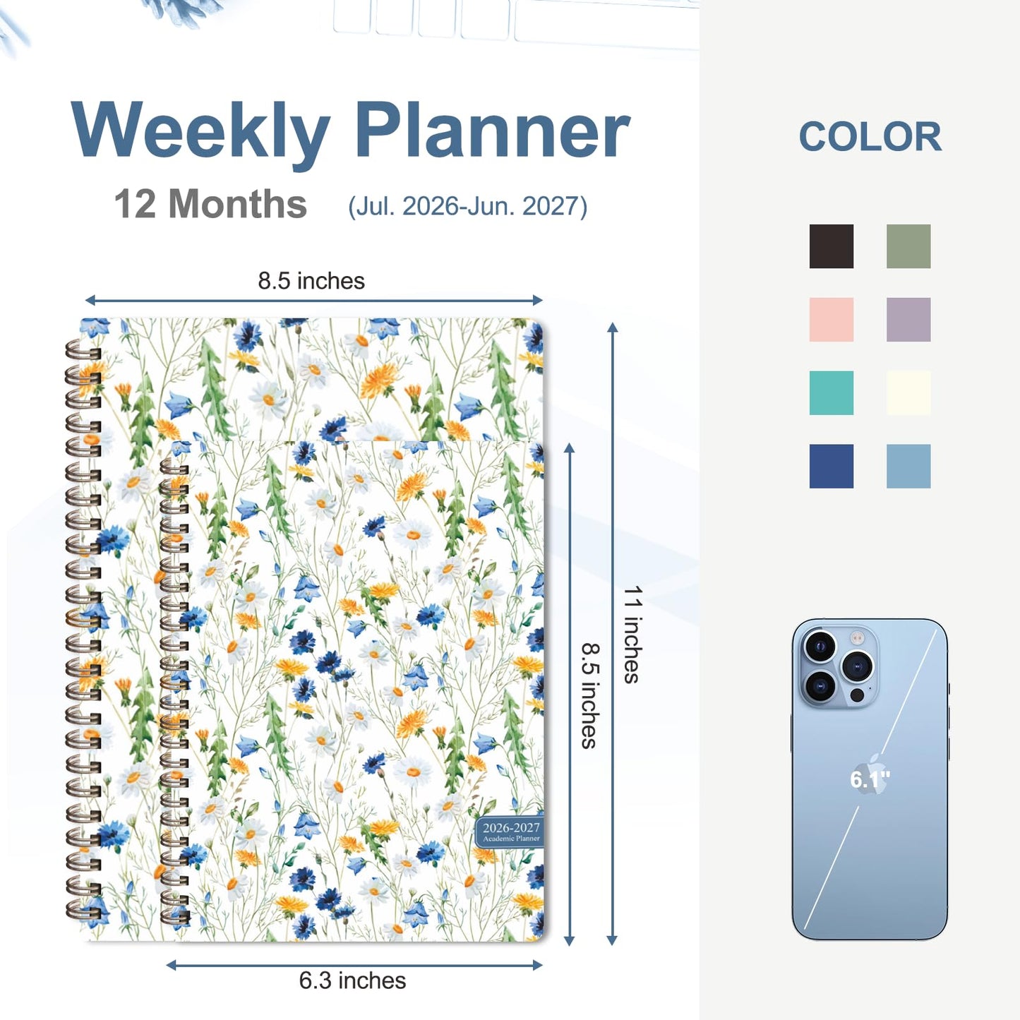 Planner 2026-2027, Weekly and Monthly Academic Planner, July 2026 - June 2027, Hardcover Calendar Agenda Book for School Year Planning, School Supplies for Teacher and Student, A5(6.3'' x 8.5'')