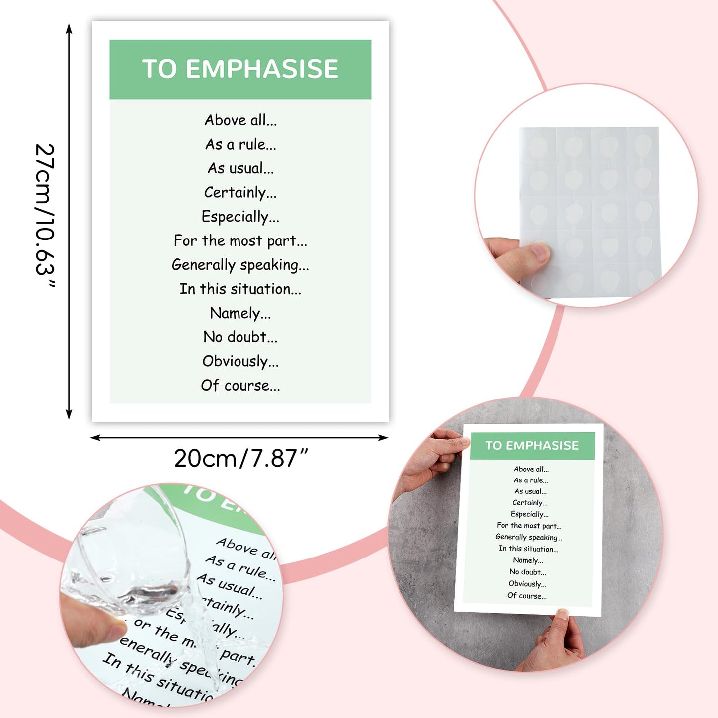 Dunzoom 9 Pieces Sentence Starters Posters Descriptive Vocabulary Classroom Educational Posters English Grammar Chart Bulletin Board Decoration for Middle High School Classroom(Classic Style)