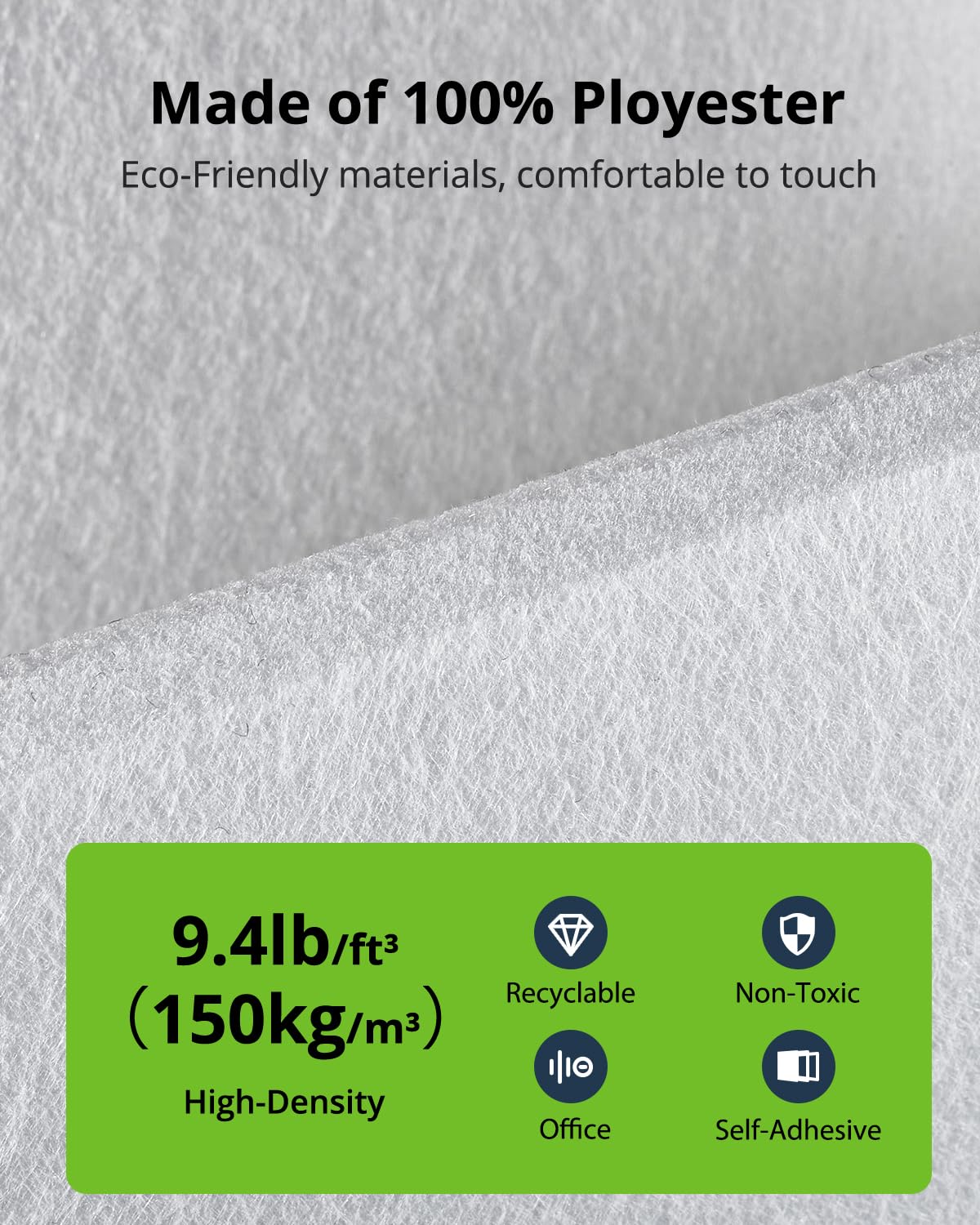 Woovio Large Cork Boards for Walls 48" X 36", Felt Bulletin Boards with Self Adhesive, 12 Pack Felt Wall Tiles Alternative Pin Board Cork Boards for Office Classroom Wall Decor White