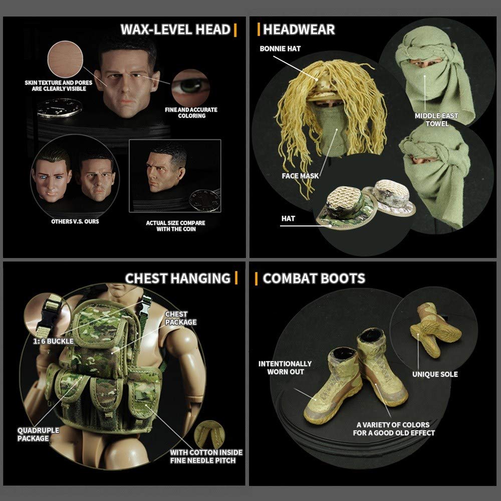 YEIBOBO ! Highly Detail Special Forces 12inch Action Figure SWAT Team (Sniper - Desert)
