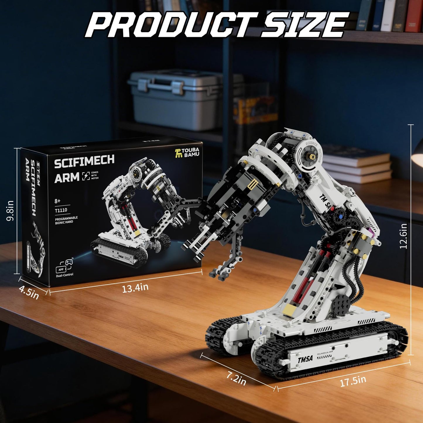DOLIVE Technical Tracked Robot Arm, STEM Building Block Set for Kids Ages 8-14, Remote Control and App Controlled Mechanical Hand, Birthday Gift for Boys 8 9 10 11 12+ Years Old