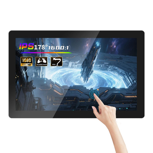 Tokigns 15.6 Inch Capacitive Multi-Touch Screen Industrial Monitor, 16:9 FHD Display 1920 x 1080P, Built-in Speakers, USB, VGA& HD Ports, Digital Signage Displays and Player for Advertising