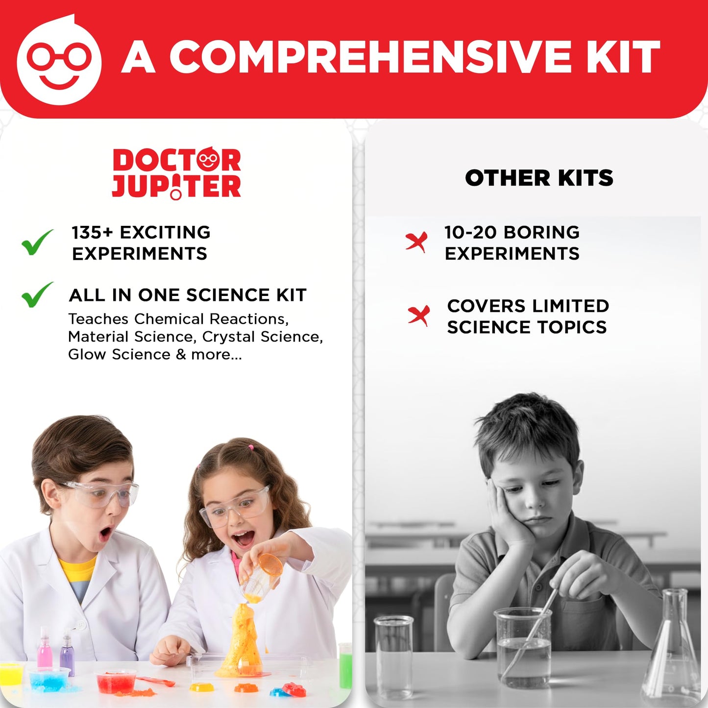 Doctor Jupiter Ultimate Science Kit, Chemistry Set for Kids Ages 8-9-10-11-12-13-14 | Birthday Gift Ideas for Boys & Girls 8+ Years Old | STEM Toy with 135+ Experiments | Learning & Educational Kits