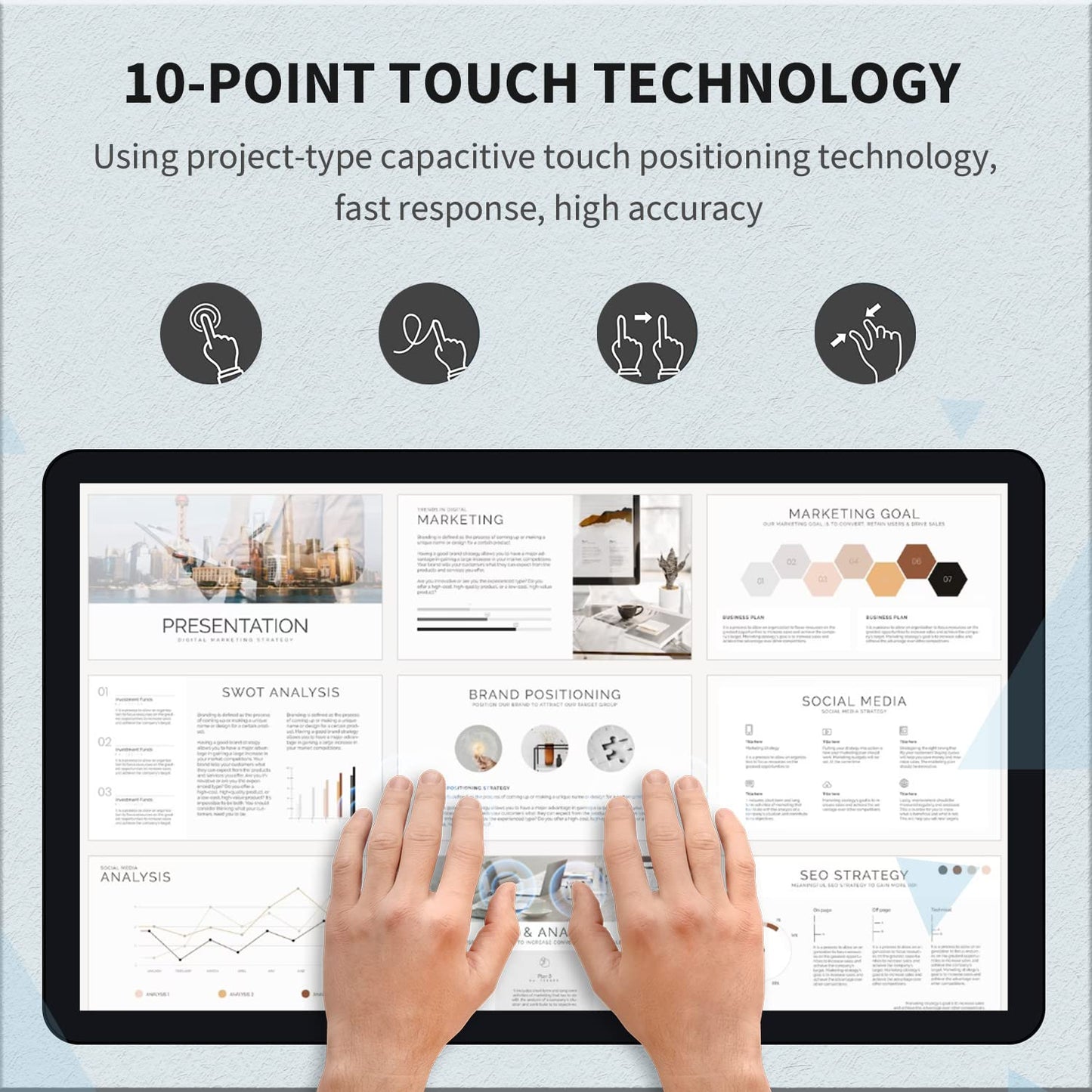 TouchWo 27 inch Android 14 Touchscreen Monitor Tablet, 16:9 FHD 1080P, WiFi & BT, Built-in Speakers, RK3576 8GB RAM & 128GB ROM, Smart Board for Classroom, Meeting & Game