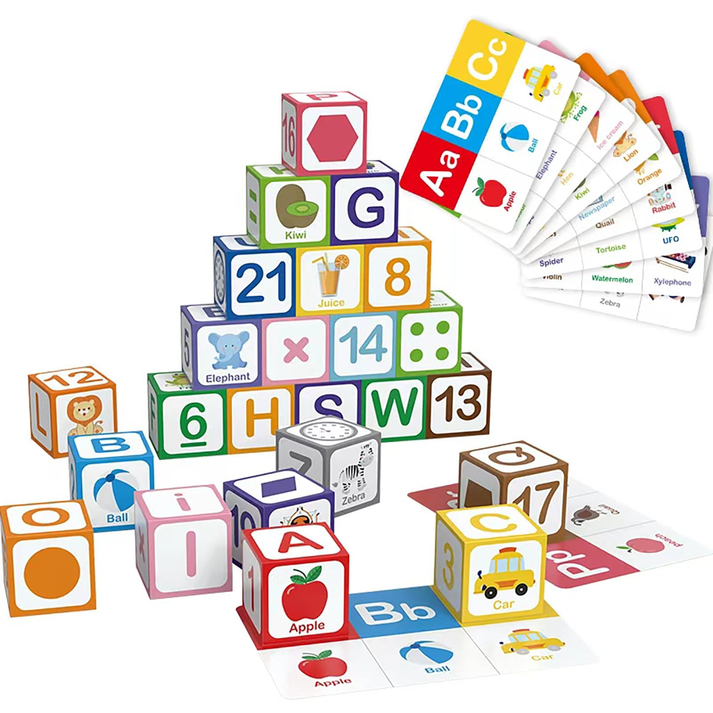 ElapseGlow Magnetic Alphabet Blocks for Toddlers 1-3, 26 PCS ABC & Number Stacking Blocks with 9 Learning Cards, Educational Montessori STEM Toys for Kids Ages 3+ ，MontessoriToys for Boys Girls Gifts