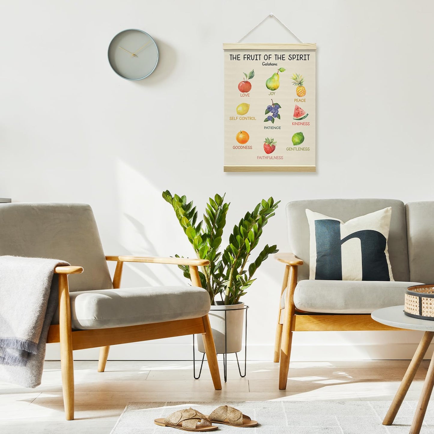 The Fruit Of The Spirit Poster Hanger Frame, Mental Health Christian Posters Canvas Wall Art for Classroom Therapy Office Room Decor, 12x16 Inches -022