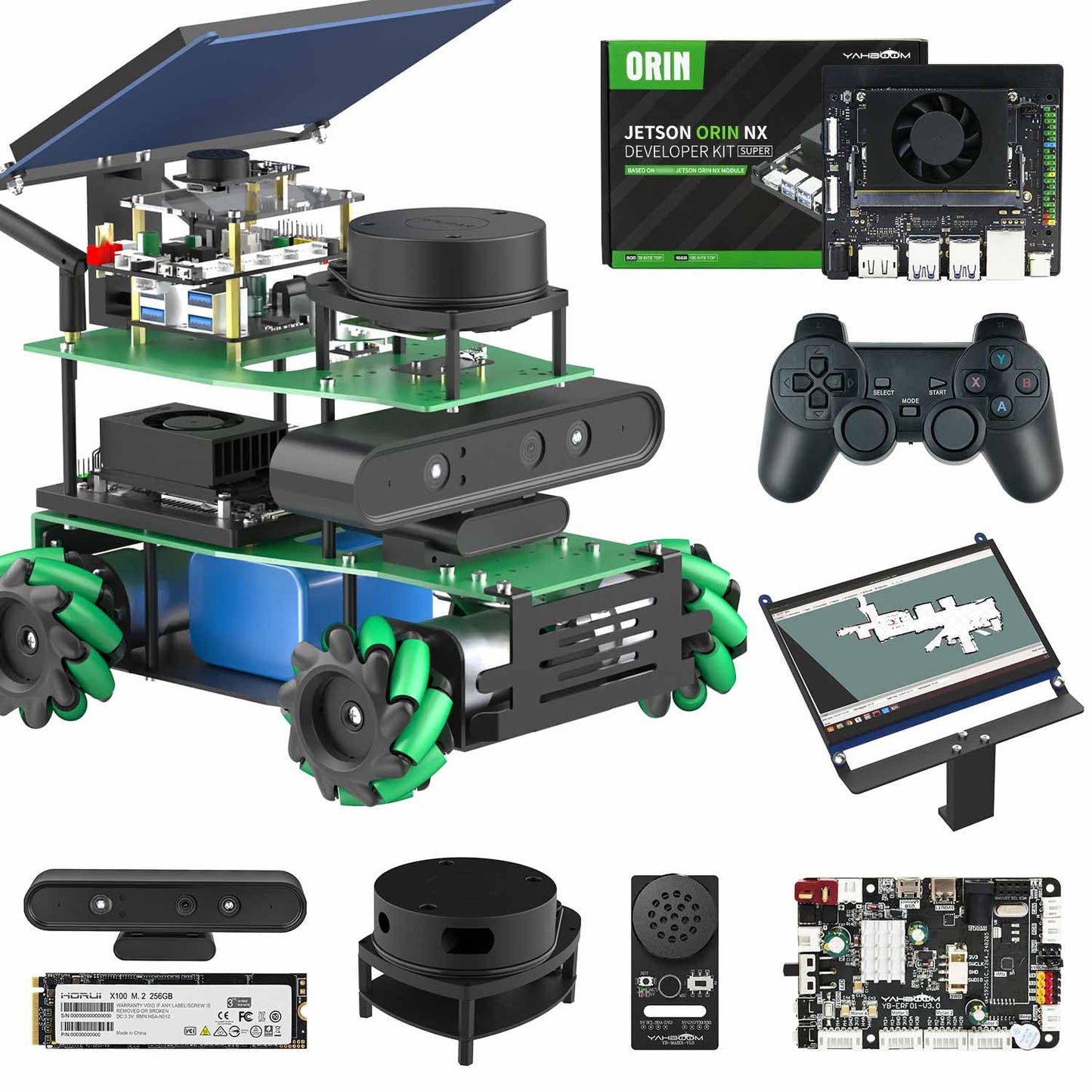 Yahboom ROS2 Python Programming Robot Kit Jetson Powered Educational Robot AI Voice Module, AI Vision Mapping Navigation 360°Move for Mechanical Engineers(Sup Ver-with Orin NX Super 16GB)