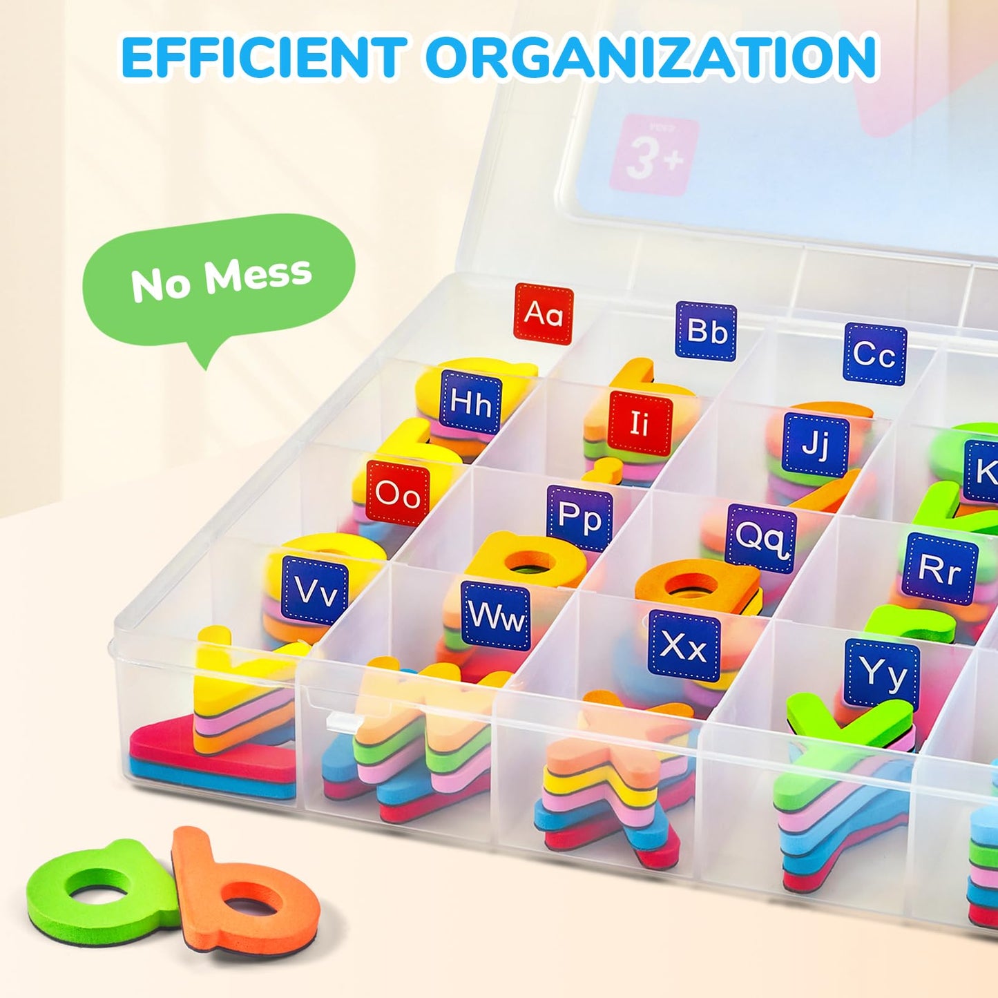 JoyCat Classroom Magnetic Letters Kit Colorful 238 Pcs with Double-Sided Magnet Board - Foam Alphabet Letters for Preschool Kids Toddler Spelling and Learning - Fridge Magnets ABC Education Toys
