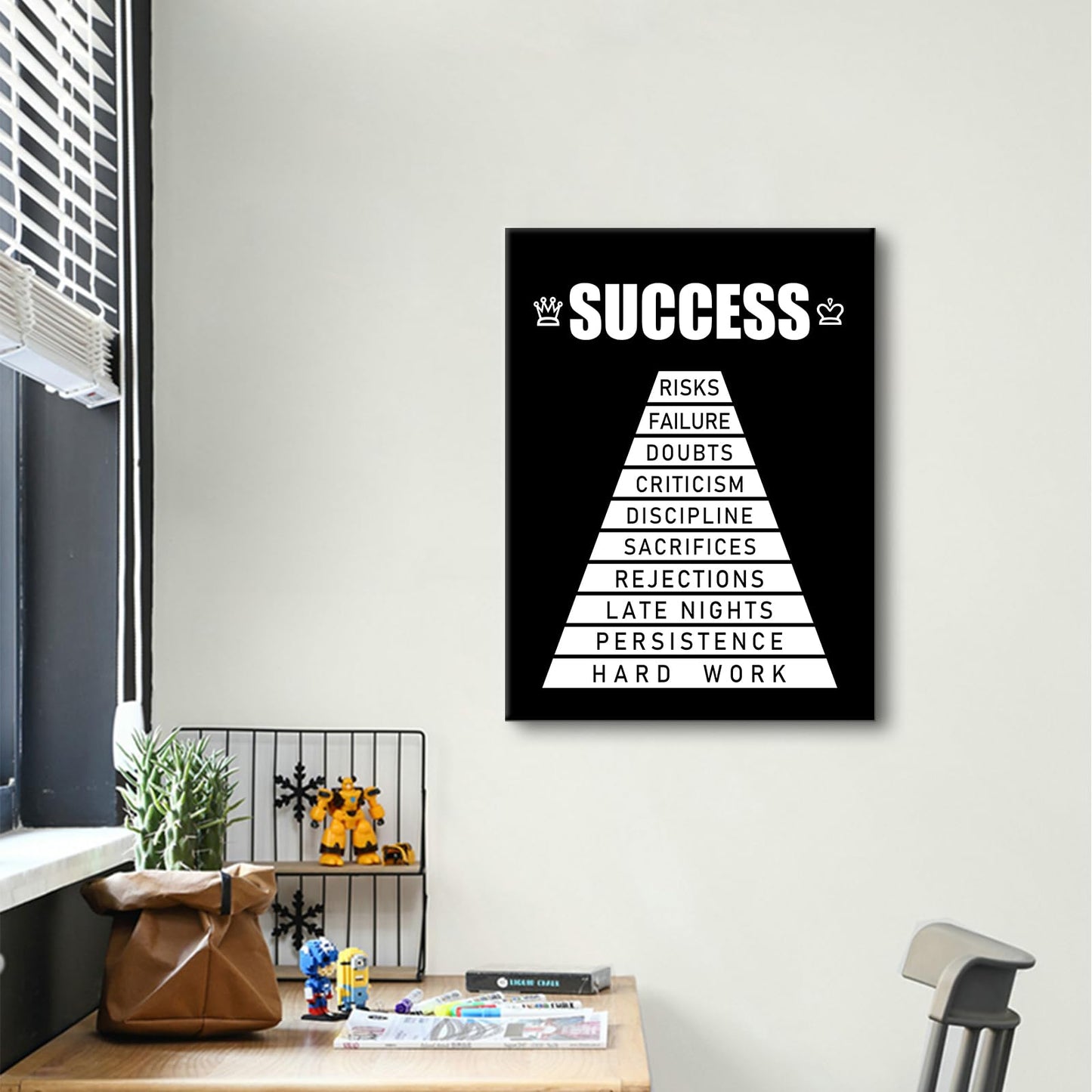 Motivational Canvas Wall Art Success Inspirational Poster Print Positive Quotes Pictures Painting Artwork for Home Office Bedroom Living Room Wall Decor Ready to Hang [18''Wx24''H]