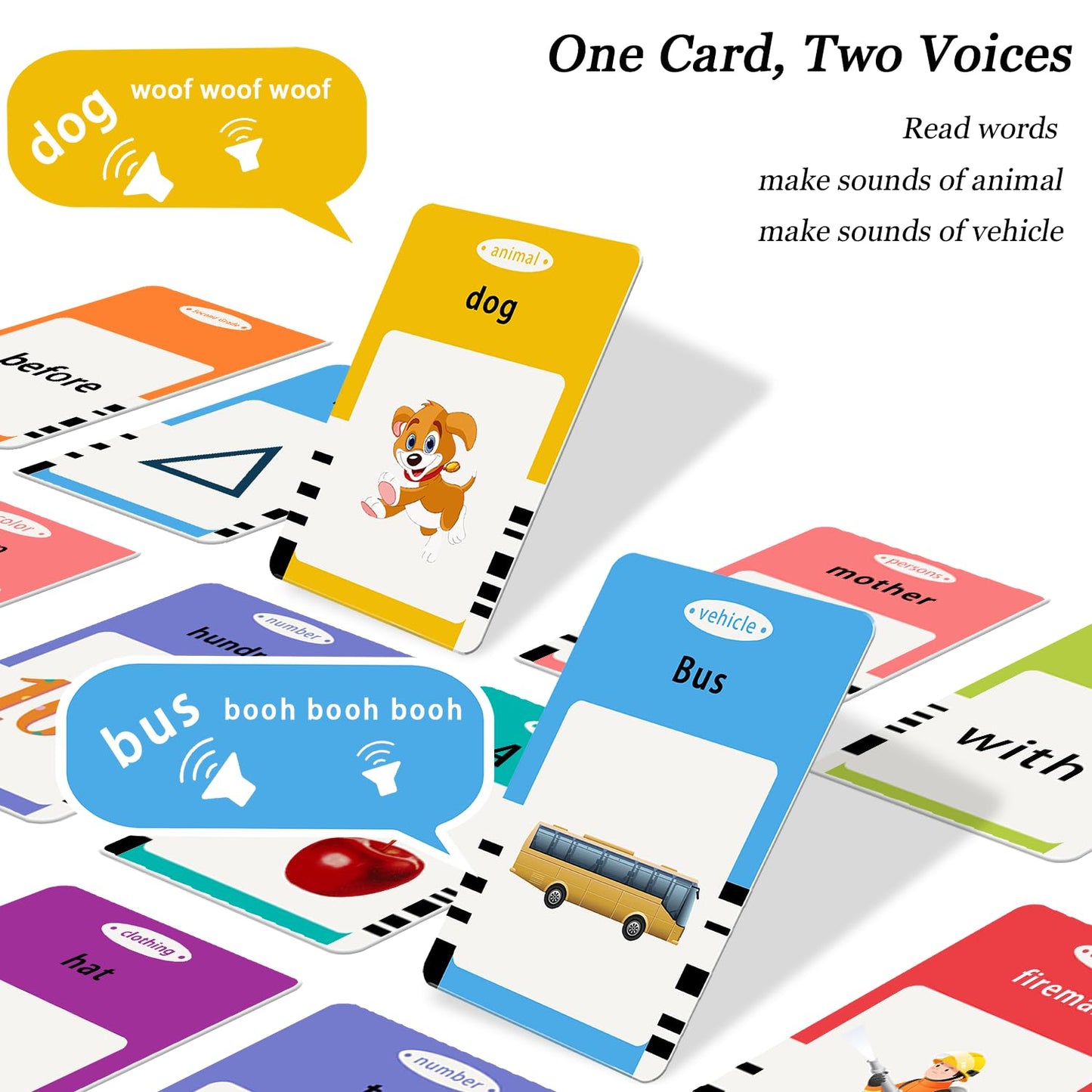 Startcan Talking Flash Cards Toys for Toddlers 3 4 5 6, Learn ABC, Numbers 0-100, Phrases, Objects, Adjectives, and More Dolch Sight Words,280 Cards with 560 Words/Phrases