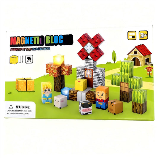 Aywewii 45 PCS Magnetic Blocks Travel Toys for Kids Ages 3-8, Toddler Magnetic Building Cubes STEM Learning Set with Iron Case - Portable Building Toys Gift for Boys and Girls