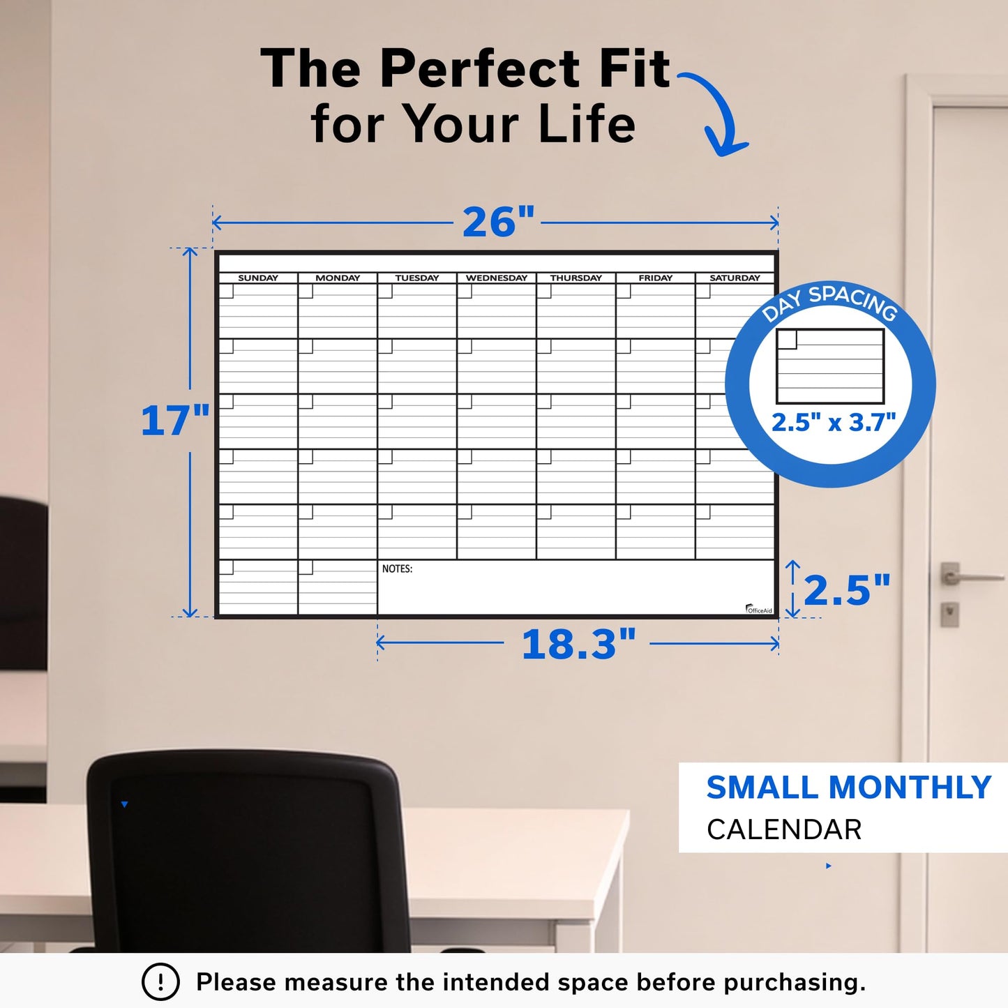 Small Dry Erase Calendar for Wall 17x26, Month Blank Kids Family Reusable Office, Classroom Schedule Monthly Planner Erasable Write, Rolled Whiteboard White Board, Calendar Dry Undated Erase for Wall