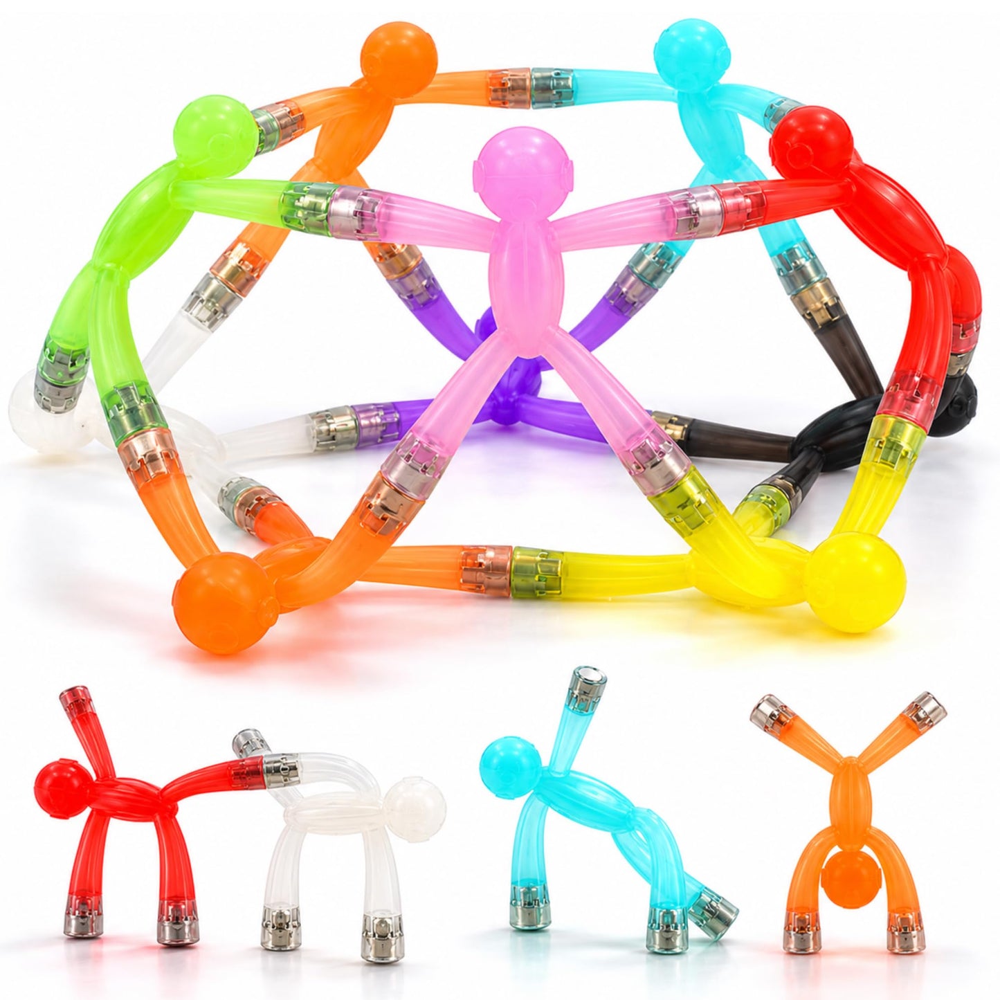 Magnetic Men Figures for Kids Ages 3-8, 10 PCS Sensory STEM Fidget Toy, Travel Toy for Boys & Girls, Road Trip Airplane Car Activities, Educational Building Set, Birthday Gift, Classroom Prize