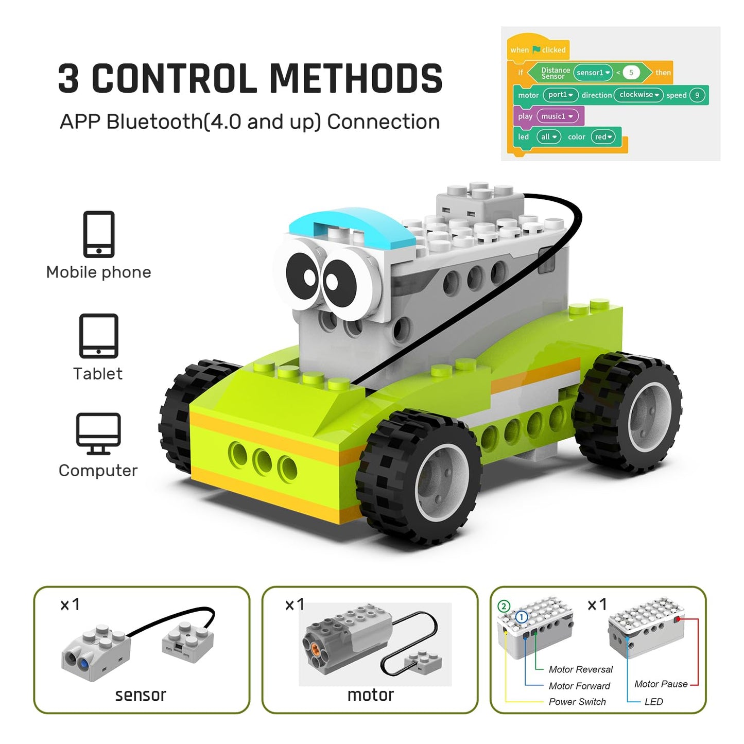 makerzoid Coding Robot Toy for Kids 6+, 100+ in 1 APP Control Robots Building Toys, Programmable Scratch Coding Kit with 23 Video Courses,Birthday Toy for Kids (370 Blocks)